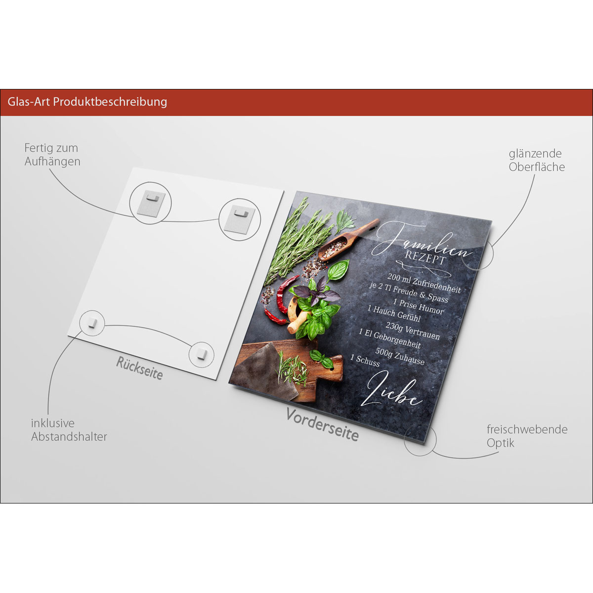 Glas-Art Kochkreation III 50 x 50 Glasbild Bild 3