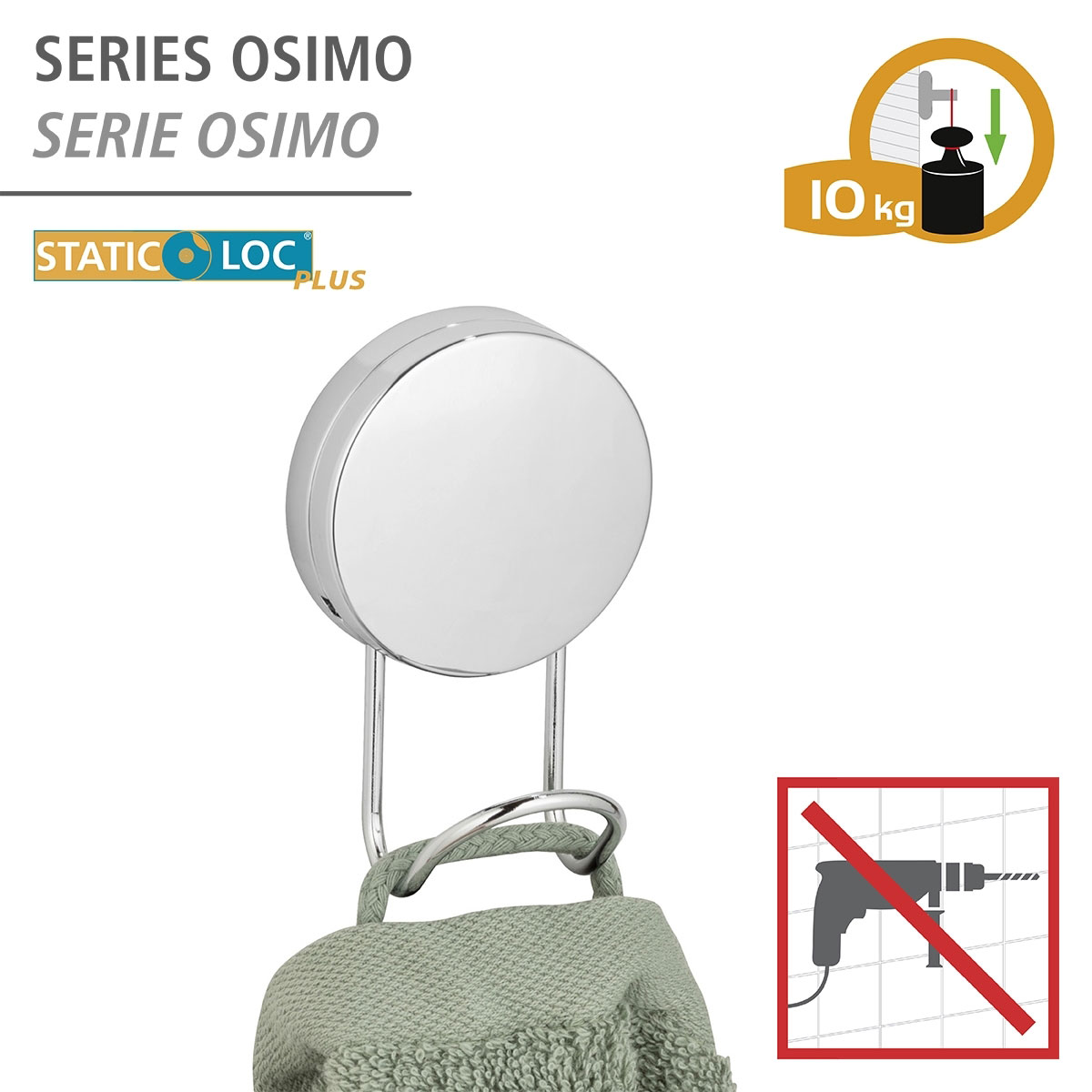 Wenko Wandhaken Osimo Befestigen ohne bohren Static-Loc Plus Bild 2
