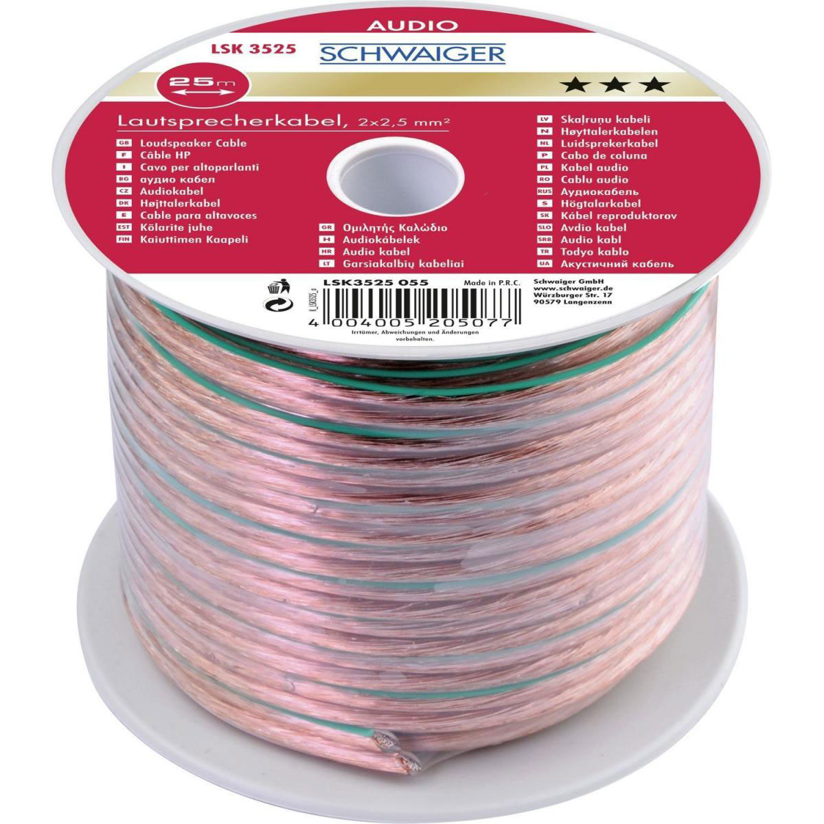 Schwaiger Audio-Lautsprecherkabel 25 m transparent 2x 2,5 mm² Bild 2