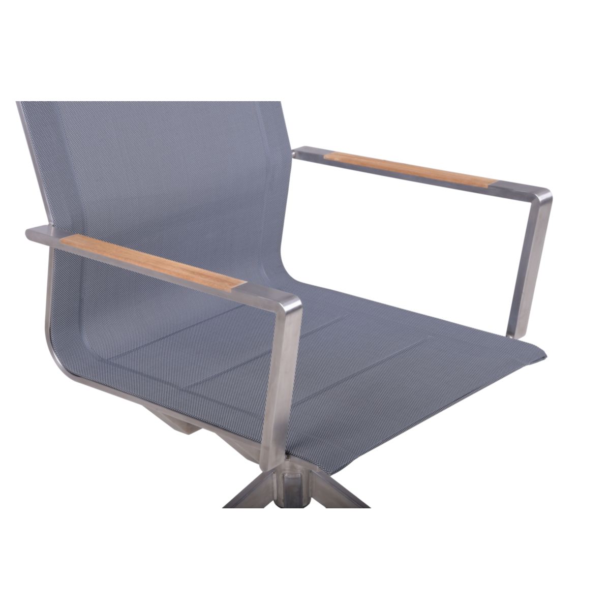 Garden Pleasure Drehstuhl SALIDA. 2er Set Edelstahl, Kunststoffgewebe, Teakholz Bild 4