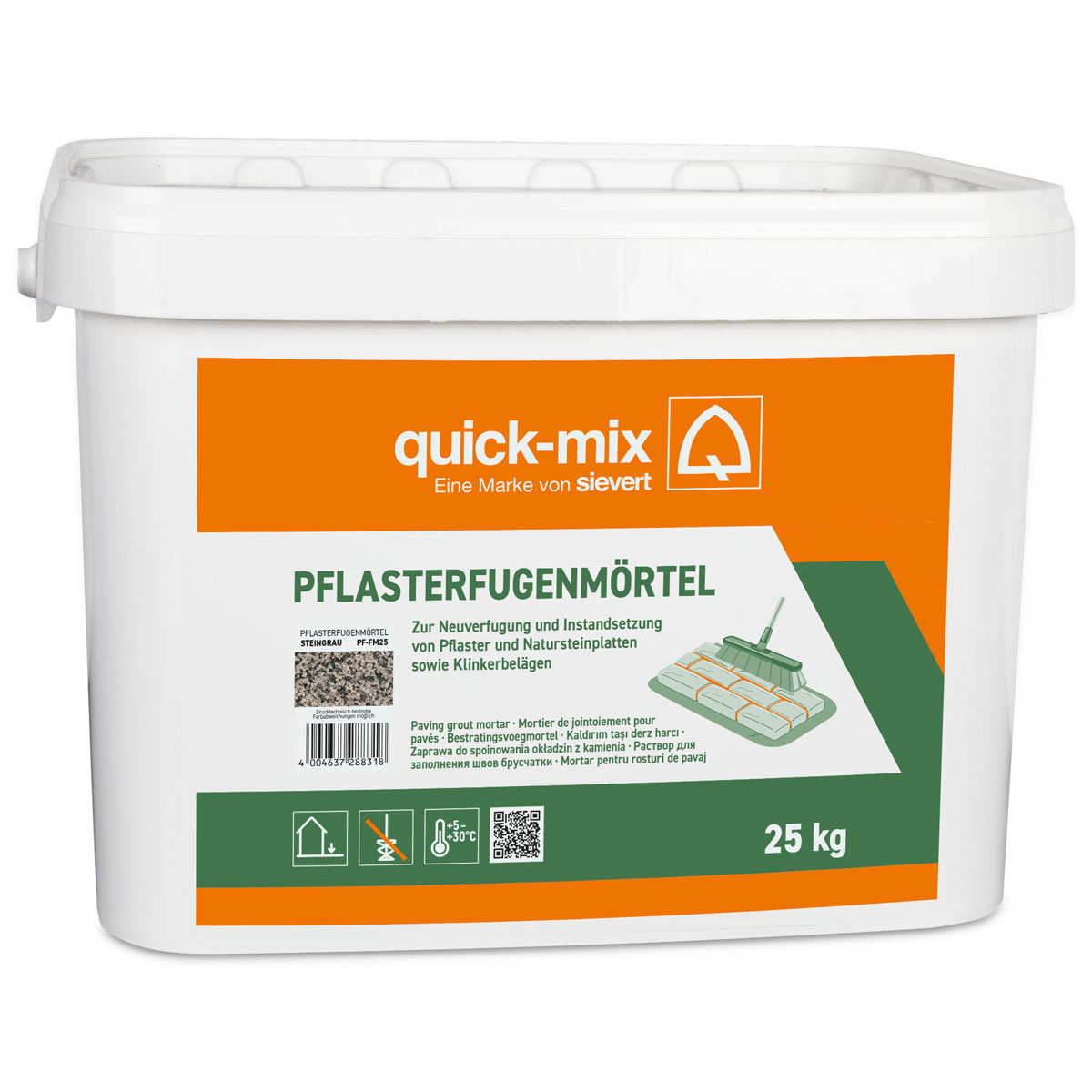 quick-mix Pflaster-Fugenmörtel 25 kg gebrauchsfertig Farbe steingrau