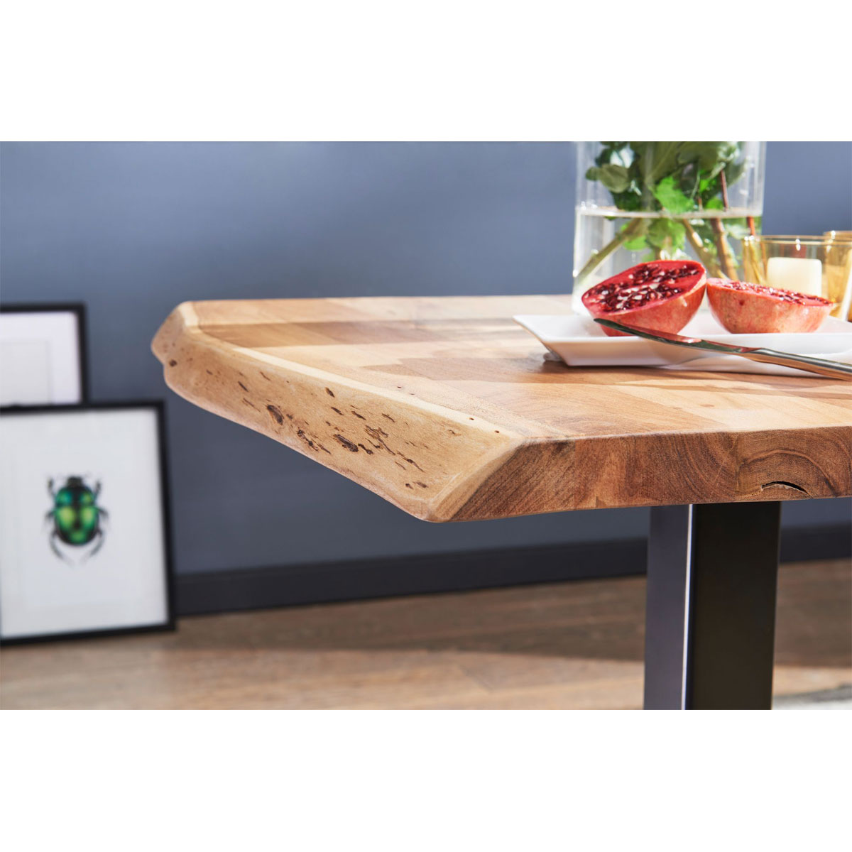 Wohnling Esstisch „Baumkante“, 80x75x75 cm, Akazie Massivholz Bild 5