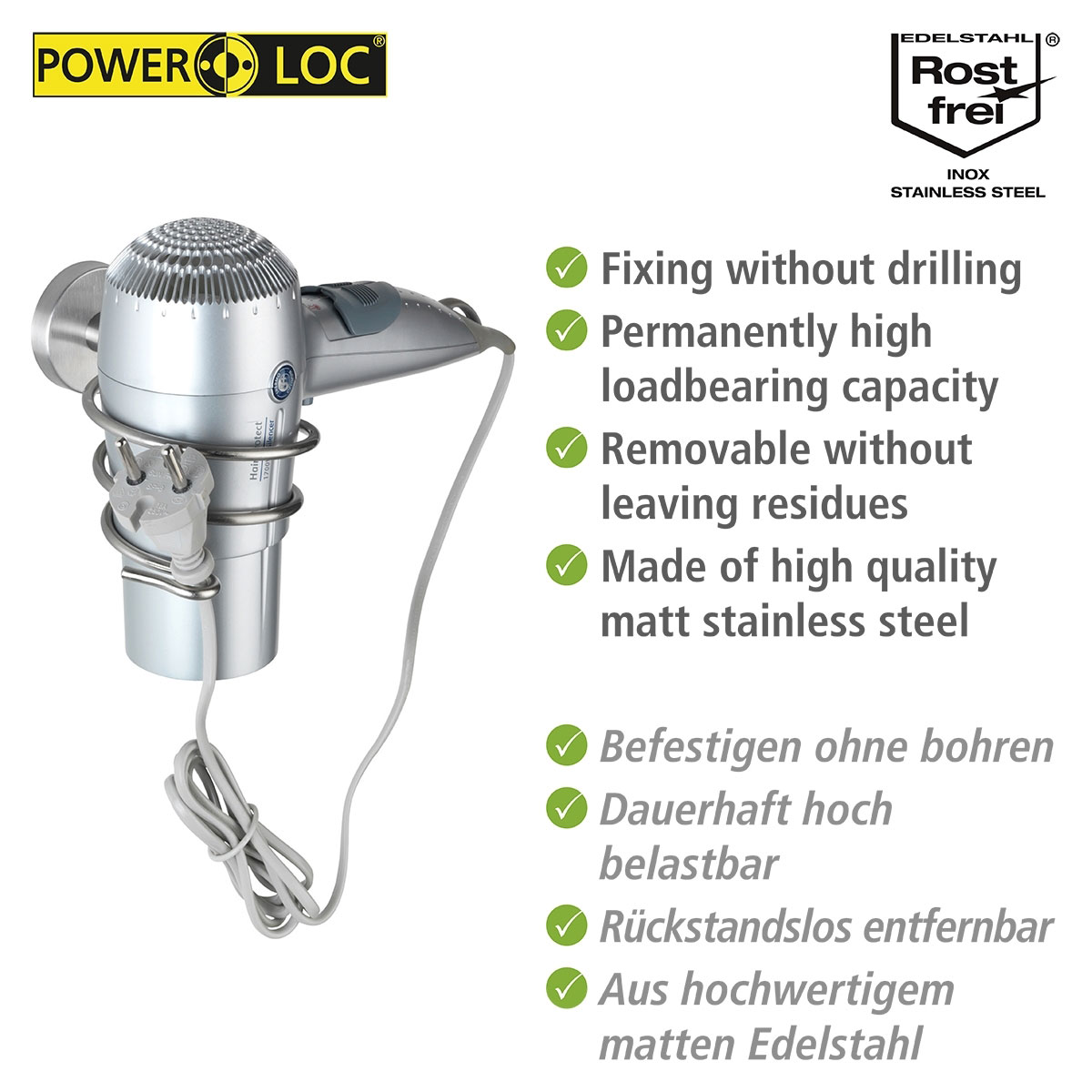 Wenko Haartrocknerhalter Bosio Matt Edelstahl Bild 3