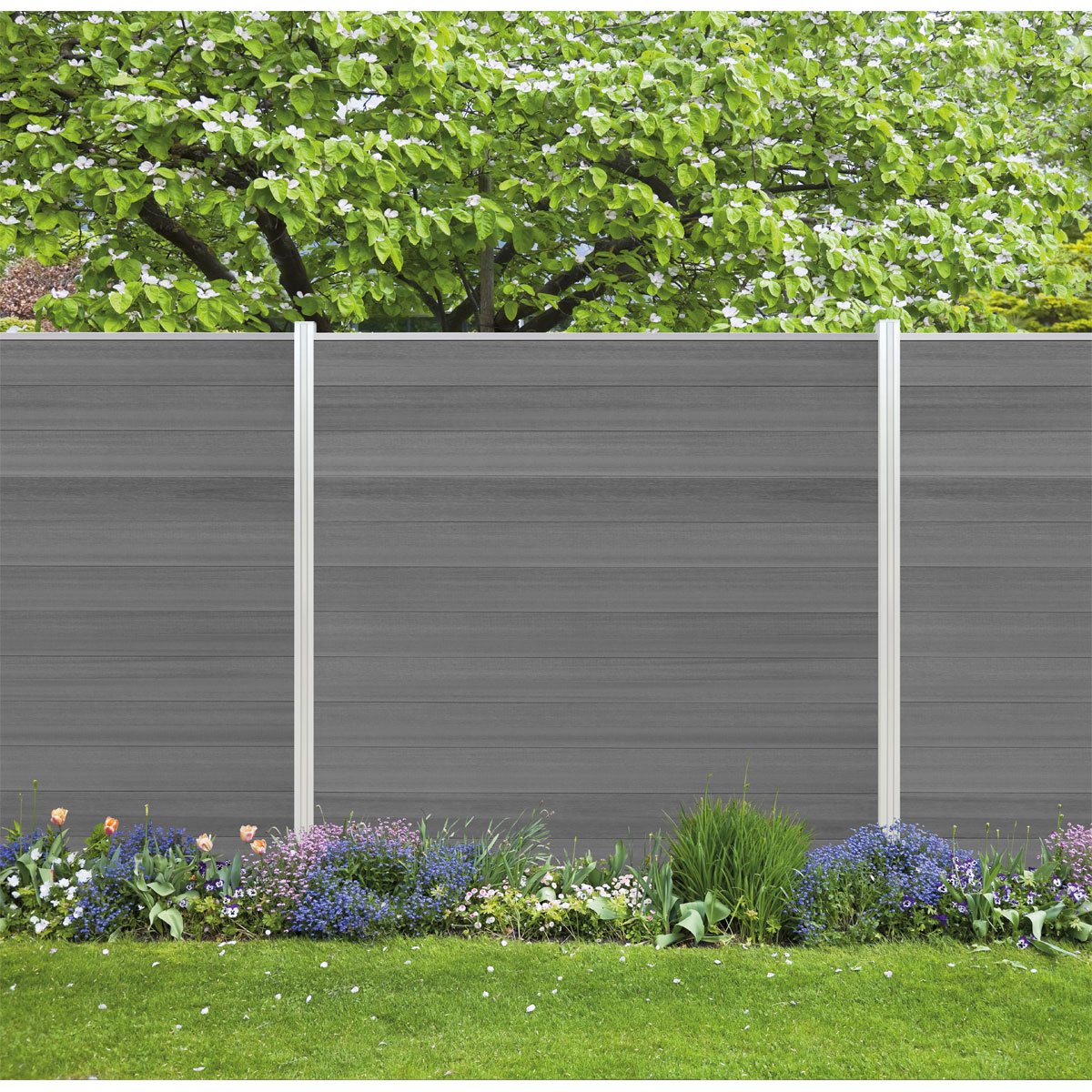 WPC Steckzaun Anfangs Endleiste 179 x 2,5x 2 cm Aluminium Bild 4