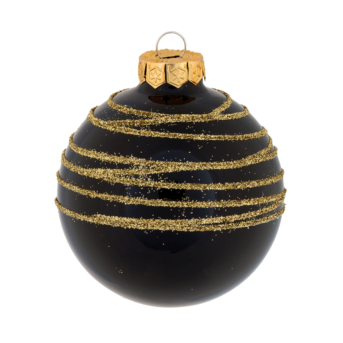 Ambientis Dekorierte Kugel schwarz/gold Bild 1