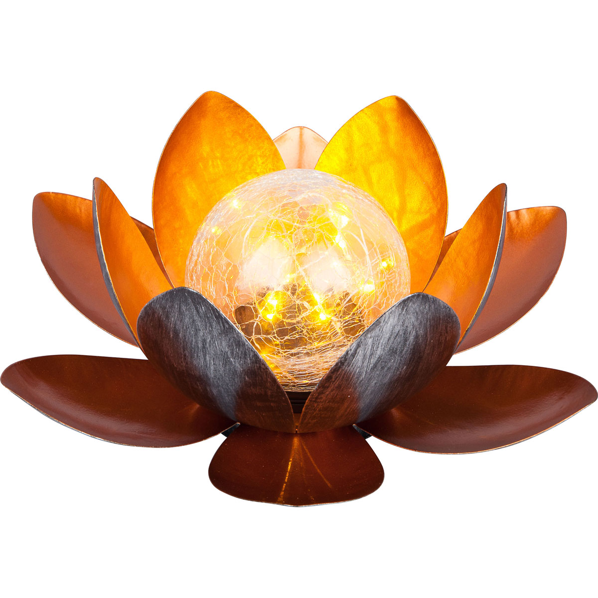 Flector Garten LED-Solar-Dekoleuchte Lotus kupfer