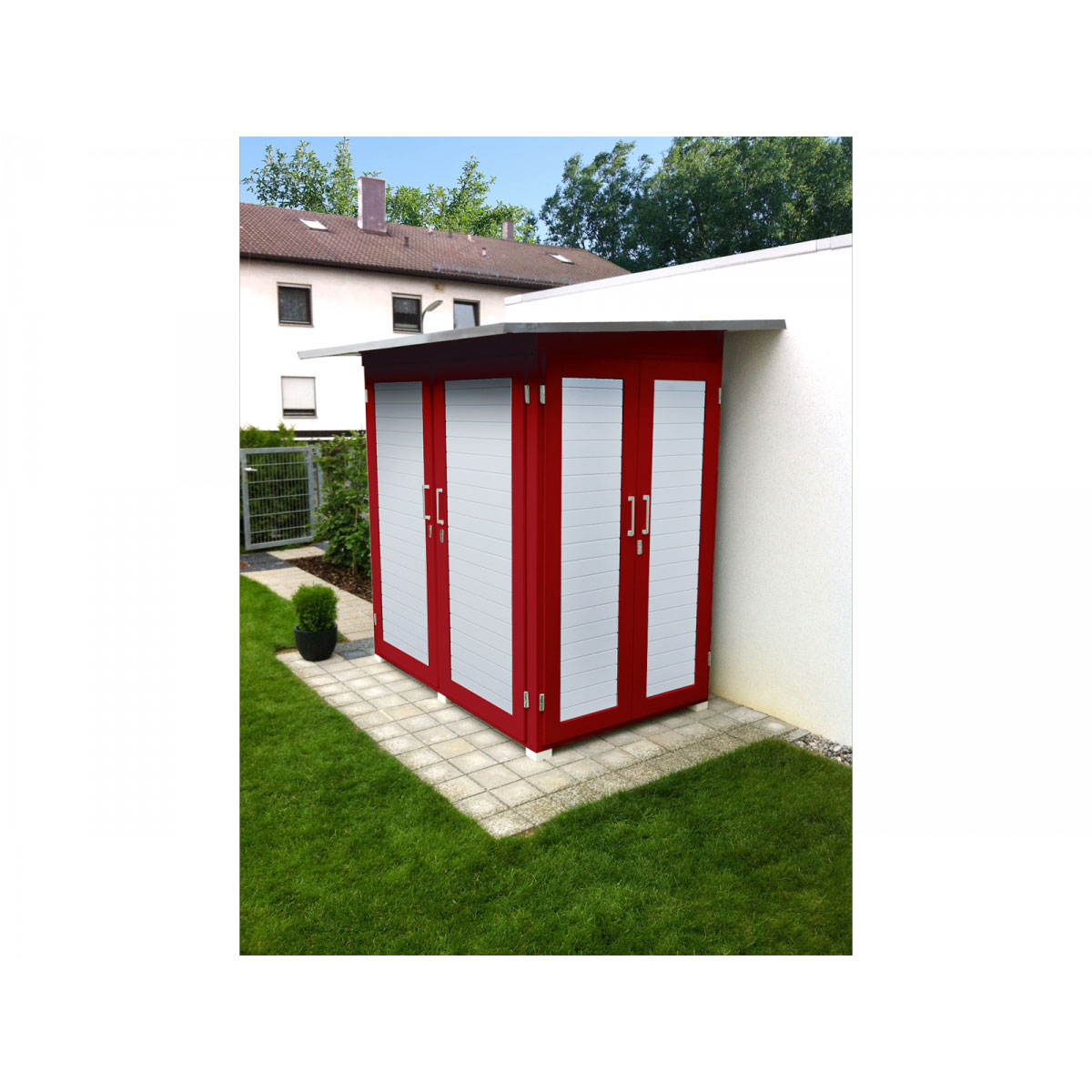 Weka Gartenschrank Q ohne Bikelager schwedenrot Bild 1