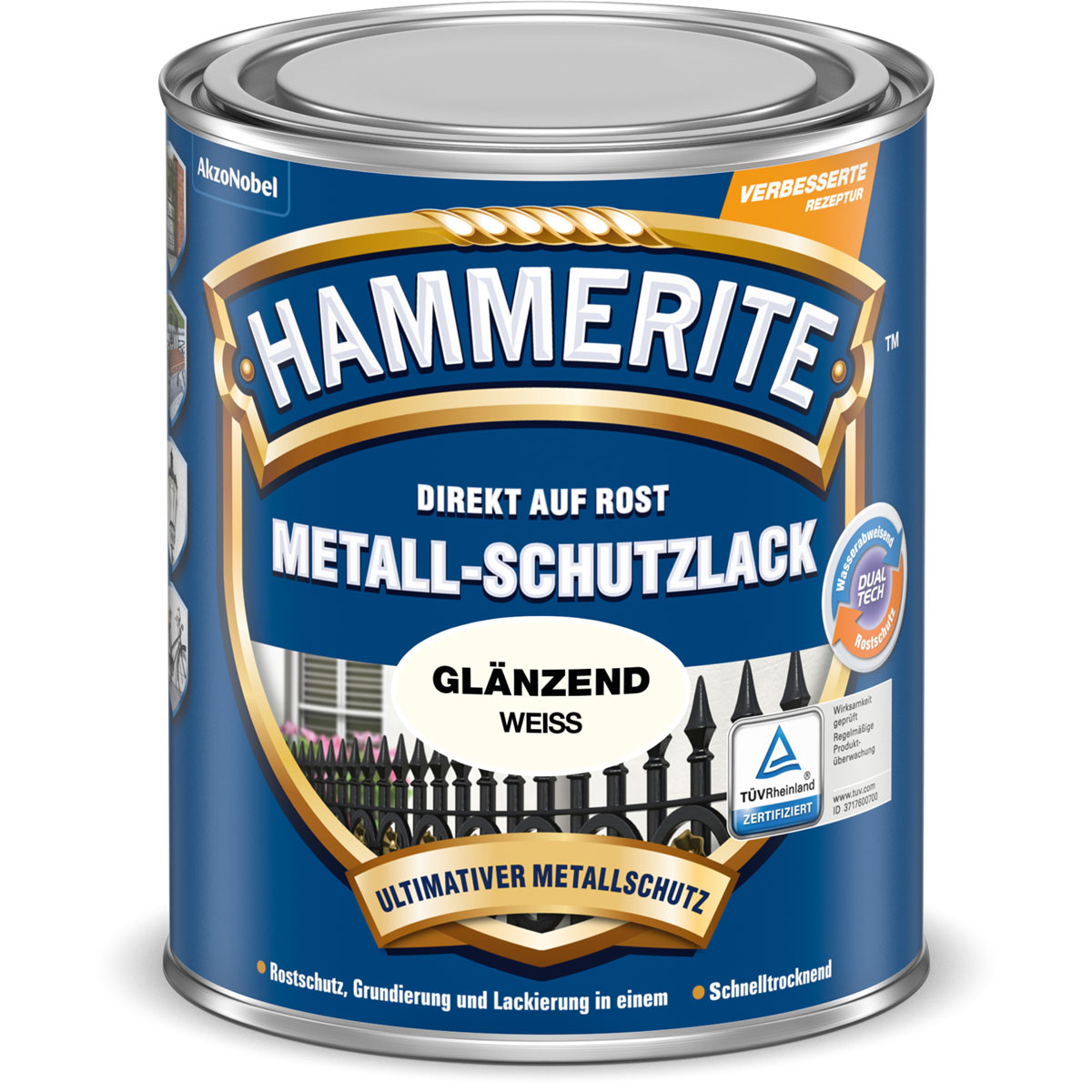 Hammerite Metallschutzlack weiß glänzend 2,5 L