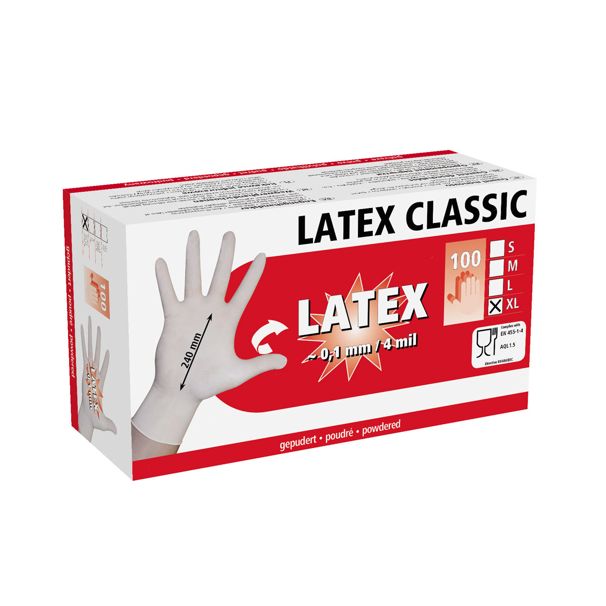 Einmalhandschuh Latex Classic Größe XL weiß 100 Stück