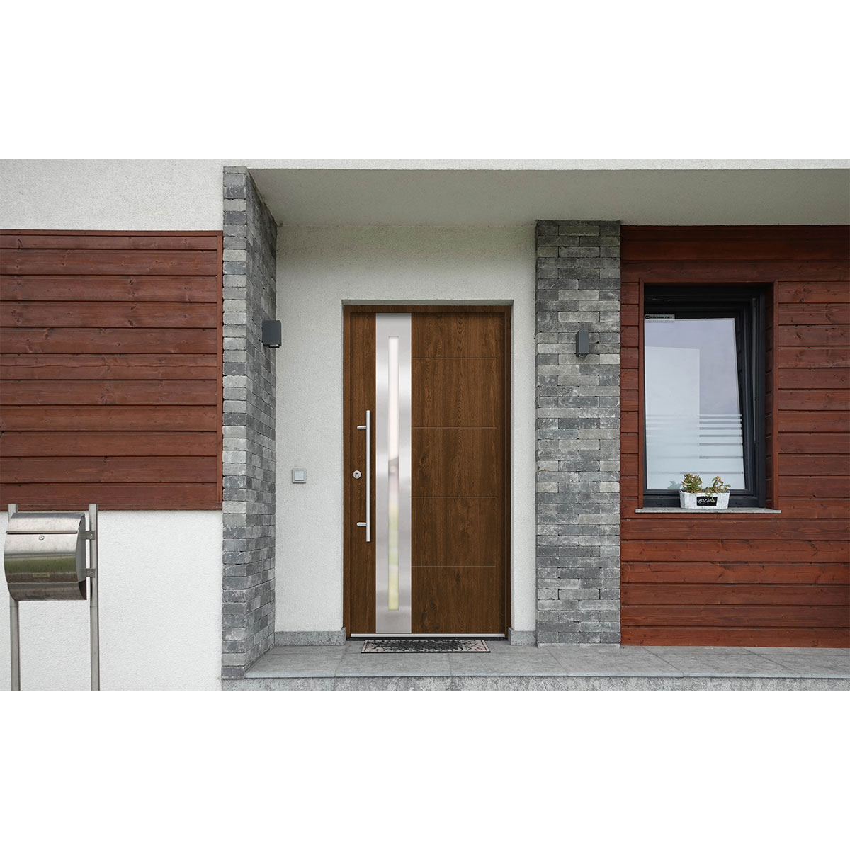 SplenDoor  Premium-Haustür Passivedoor Eksjo RC2 energiesparend einbruchsicher nussbaum 100 x 210 cm links Bild 2