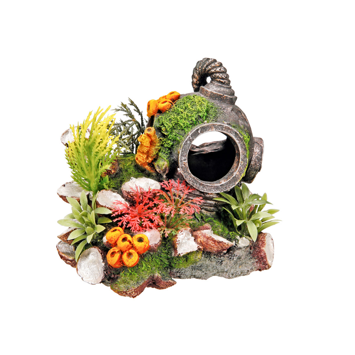 Nobby Aqua Ornaments Helm mit Pflanzen 13,5 x 11 x 12 cm