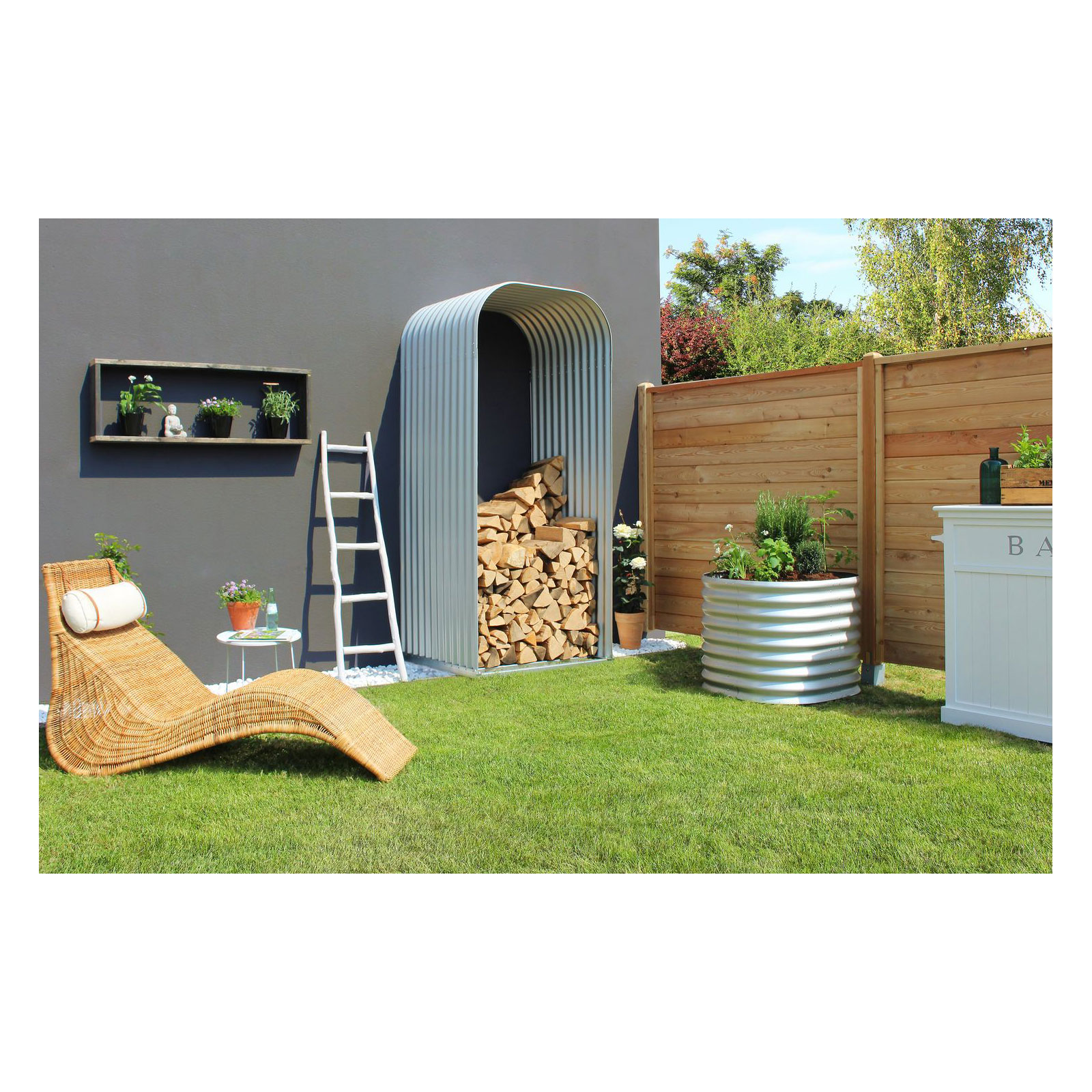 Vitavia Kaminholzregal Lignum 858 hoch silber-grau