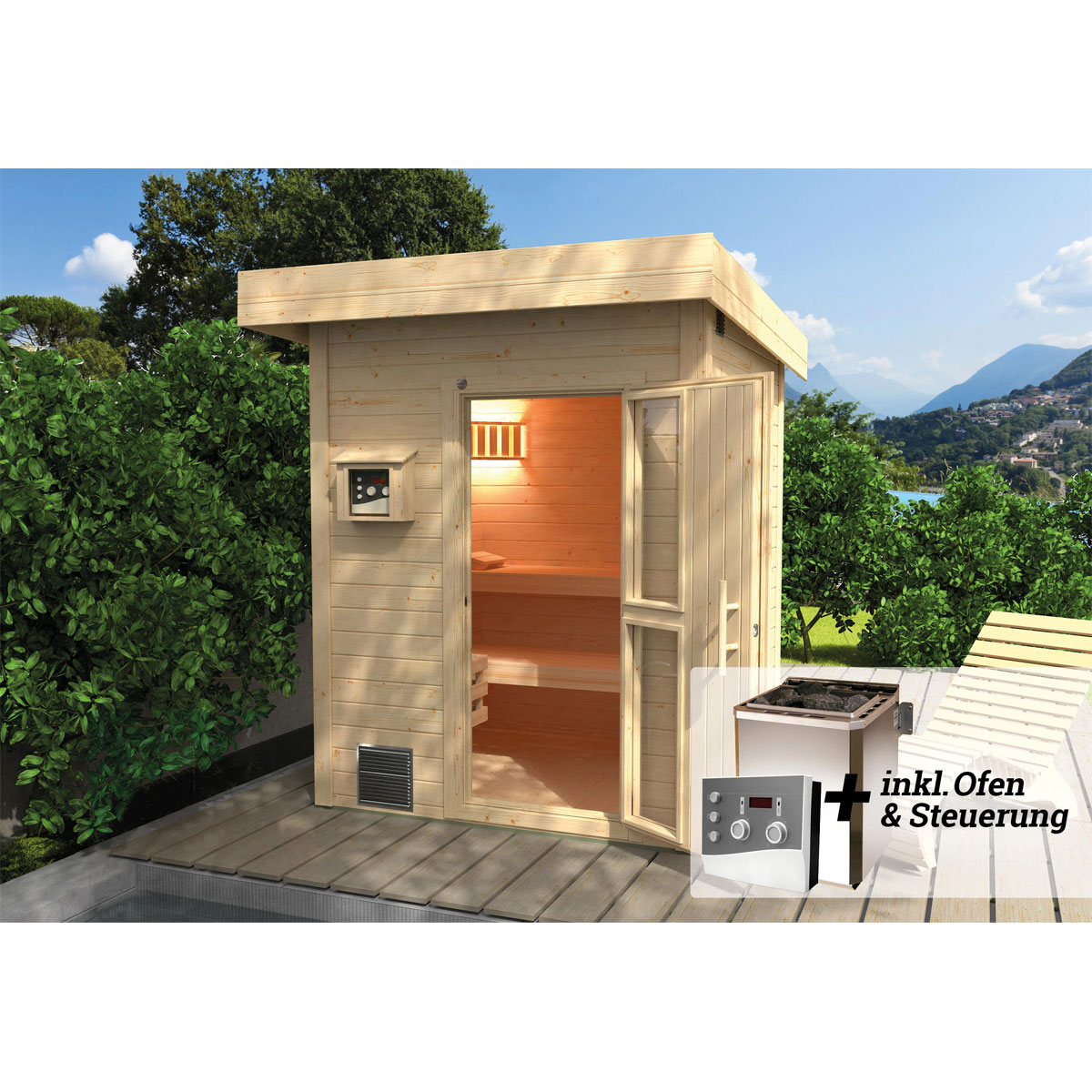 Weka  Premium Massivholz-Sauna Bergen Größe 3 Sparset 7,5 Bio S Bild 2