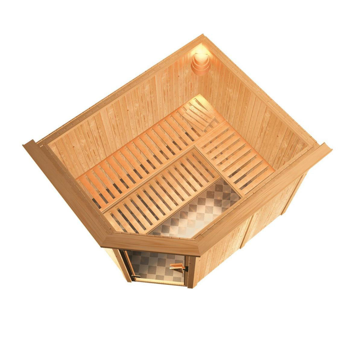 Karibu Systemsauna Malin 68 mm 9 kW Ofen integr Strg inkl Dachkranz Bild 4