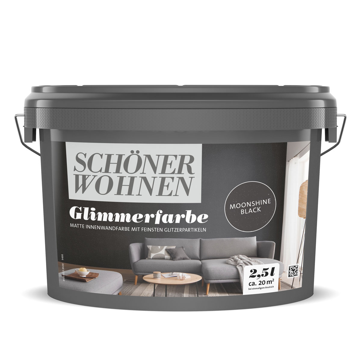 Schöner Wohnen Farbe  Wandfarbe Glimmerfarbe moonshine black 2,5 Liter Bild 1