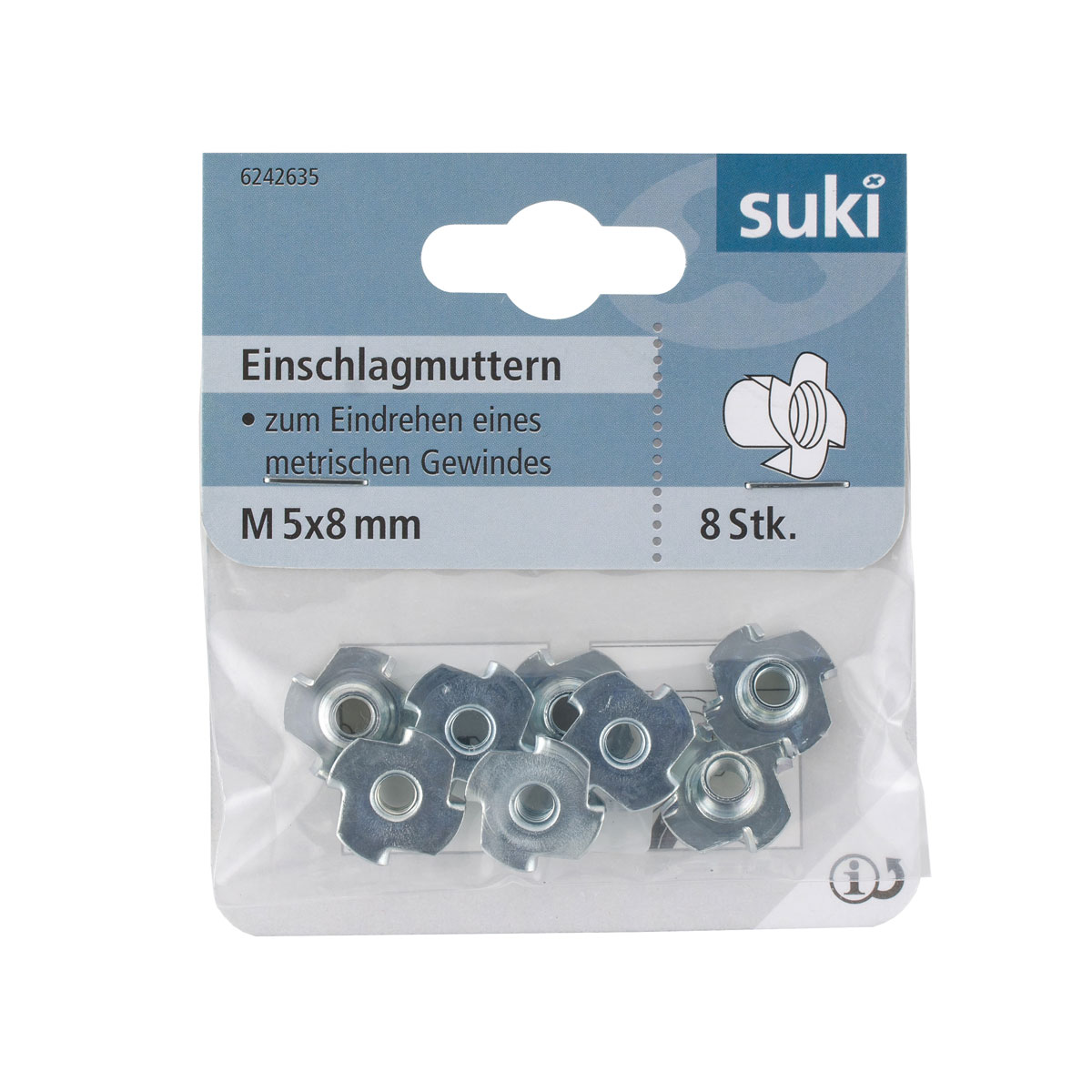 Suki Einschlagmutter verzinkt Durchmesser 5 mm 8 Stück Bild 1