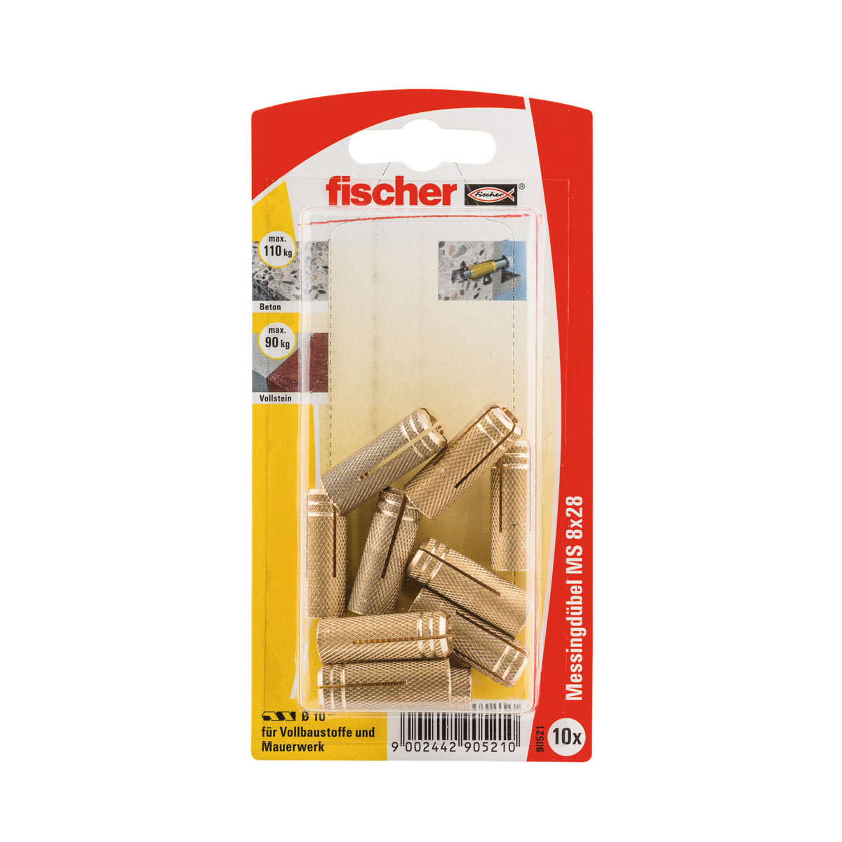 Fischer  Messingdübel MS 8 x 28 mm 10 Stück