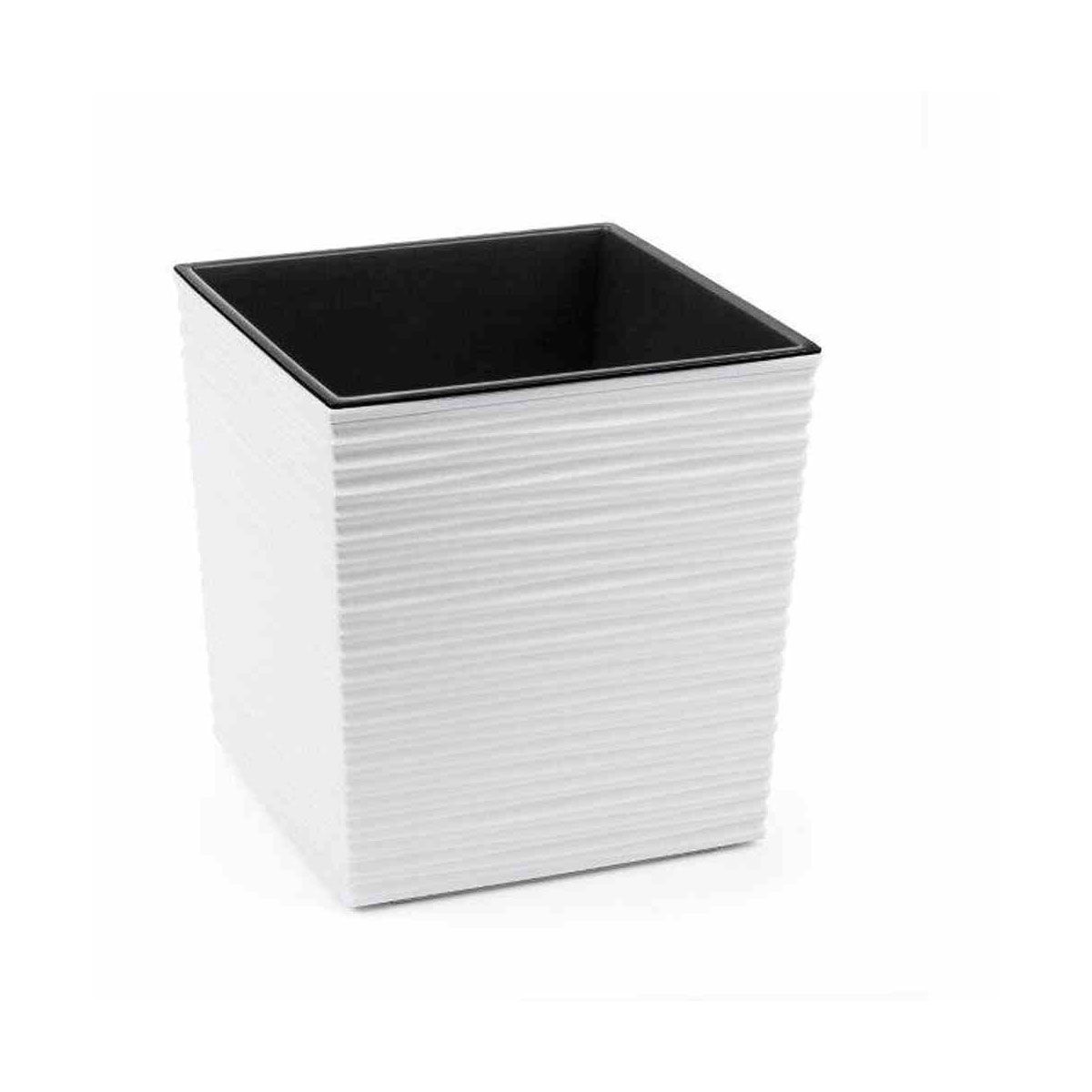 Siena Garden Pflanzgefäß Biron 40 x 40 x 41,5 cm weiß Rillenoptik