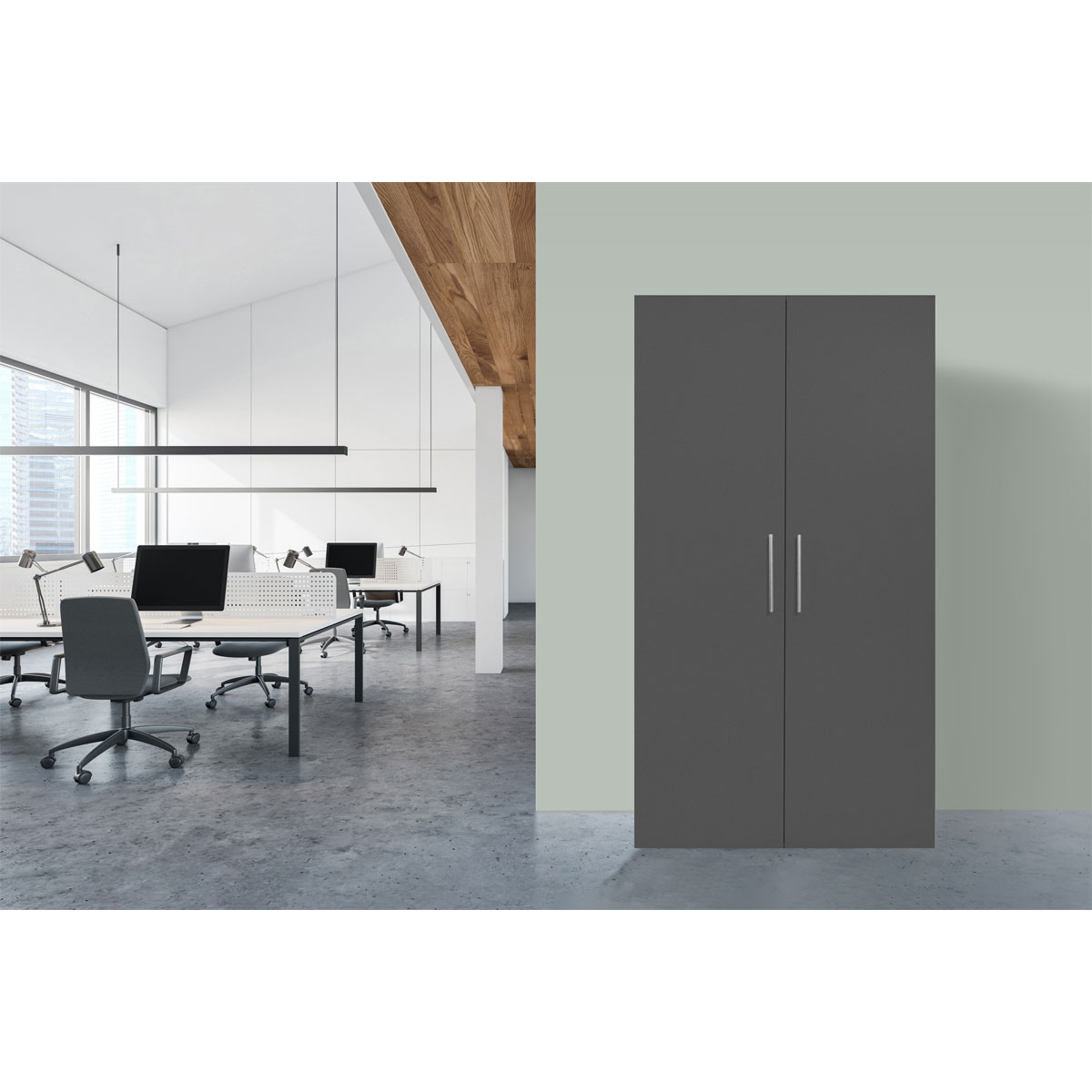 Schrankkueche Eiche saegerau grau SKESG Bild 3