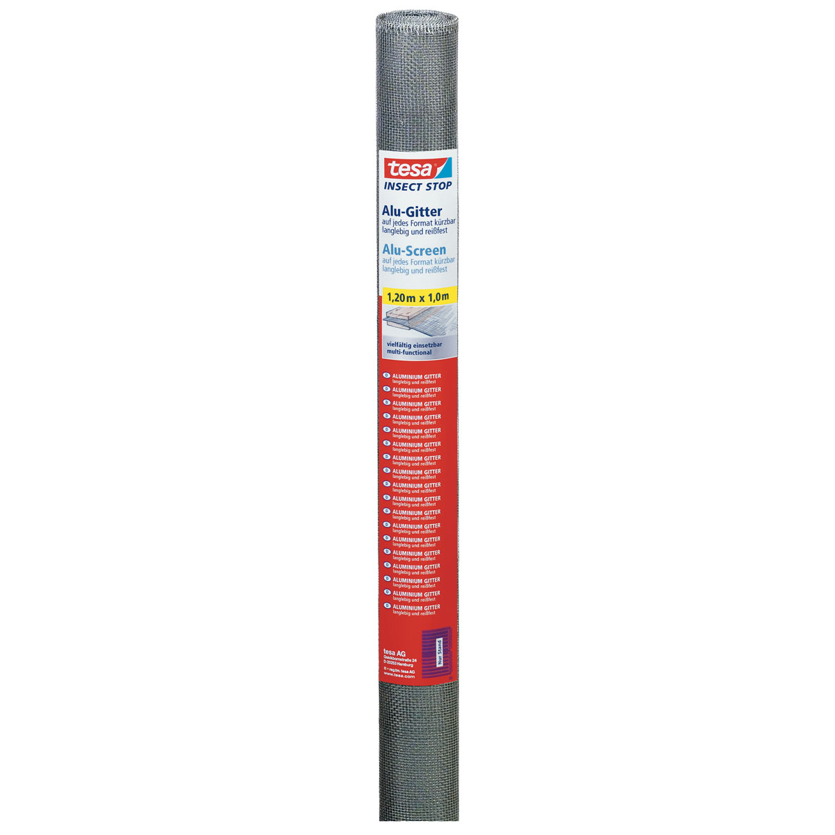 tesa Fliegeng. Nachfuellrolle, 1,2x1,0mAlugewebe grau