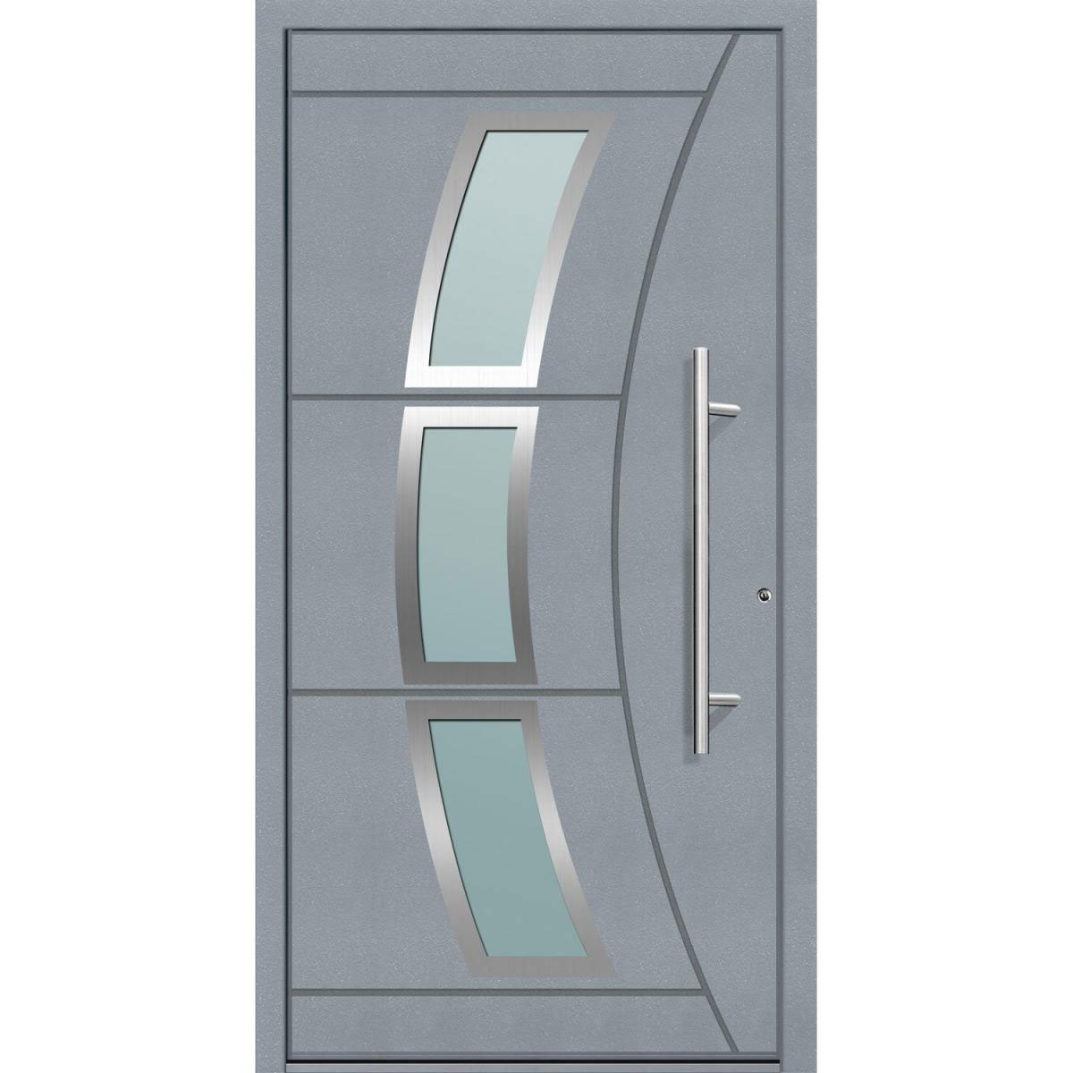 Aluminium Sicherheits-Haustür Venedig Superior 60 mm grau 100 x 210 cm Anschlag rechts inkl Griffset Bild 1
