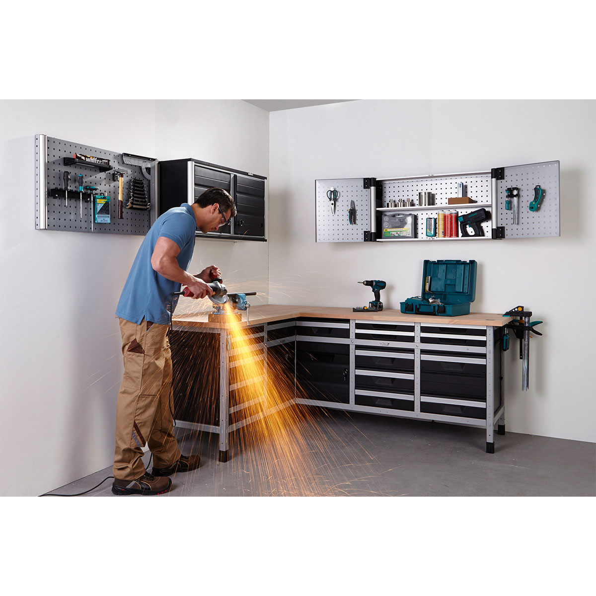 Wolfcraft Lochwandhängeschrank WSS grau Bild 3