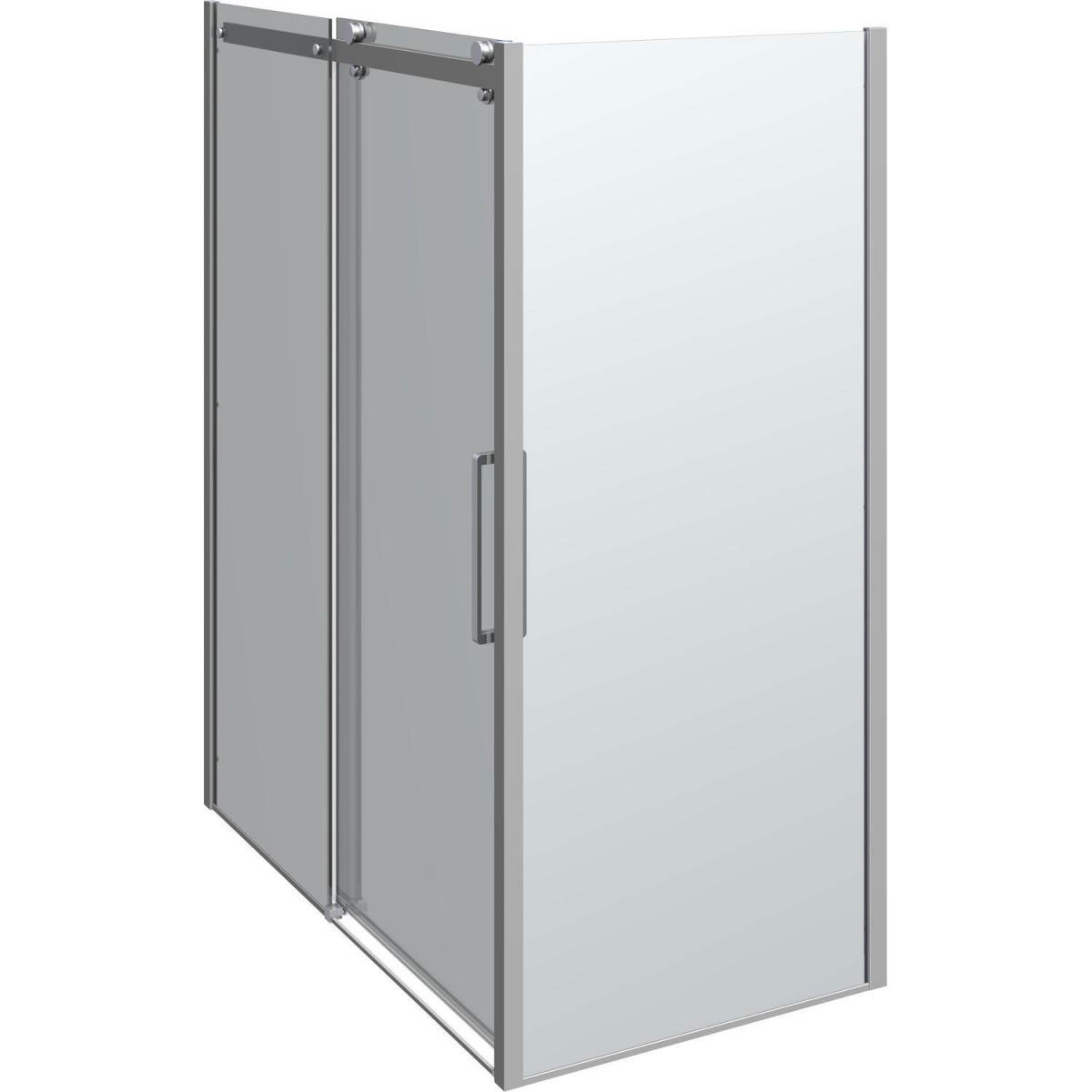 Scanbad Schiebetür mit Panel Deluxe 160 x 90 cm Chrom/Klar