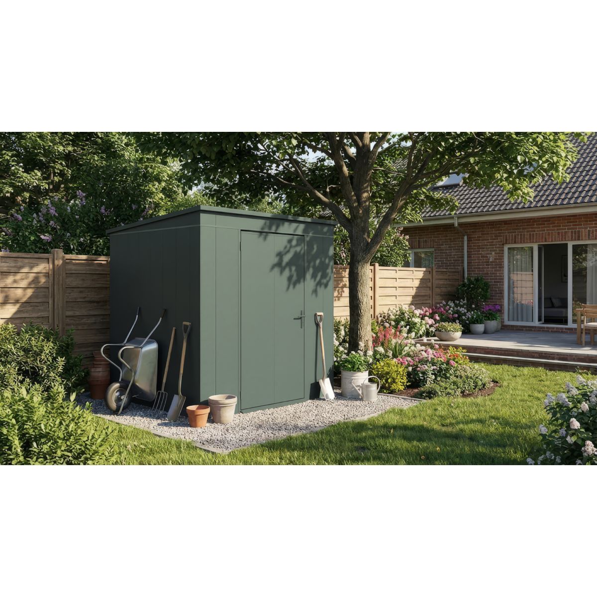 Weka Metall-Gerätehaus Gary, 0,7mm, 192 x 198, grün