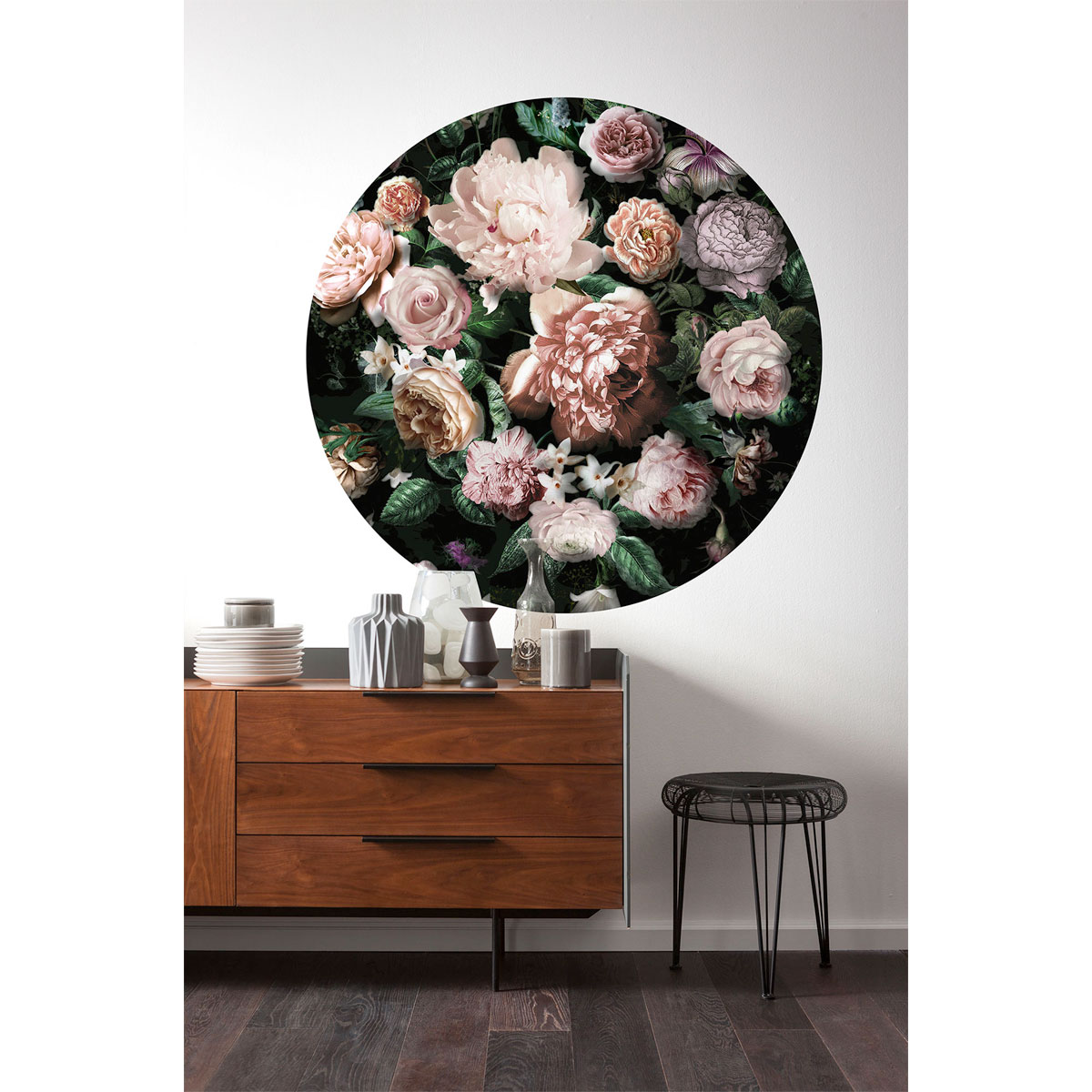 Komar  Selbstklebende Vlies Fototapete rund Flower Couture Durchmesser 125 cm