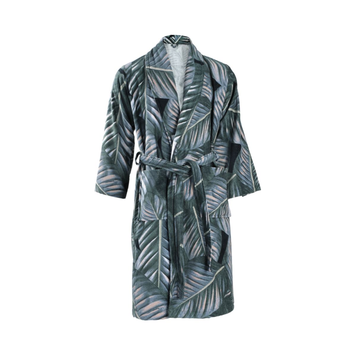 Bademantel Tropical 125 Schwarz / Grün M