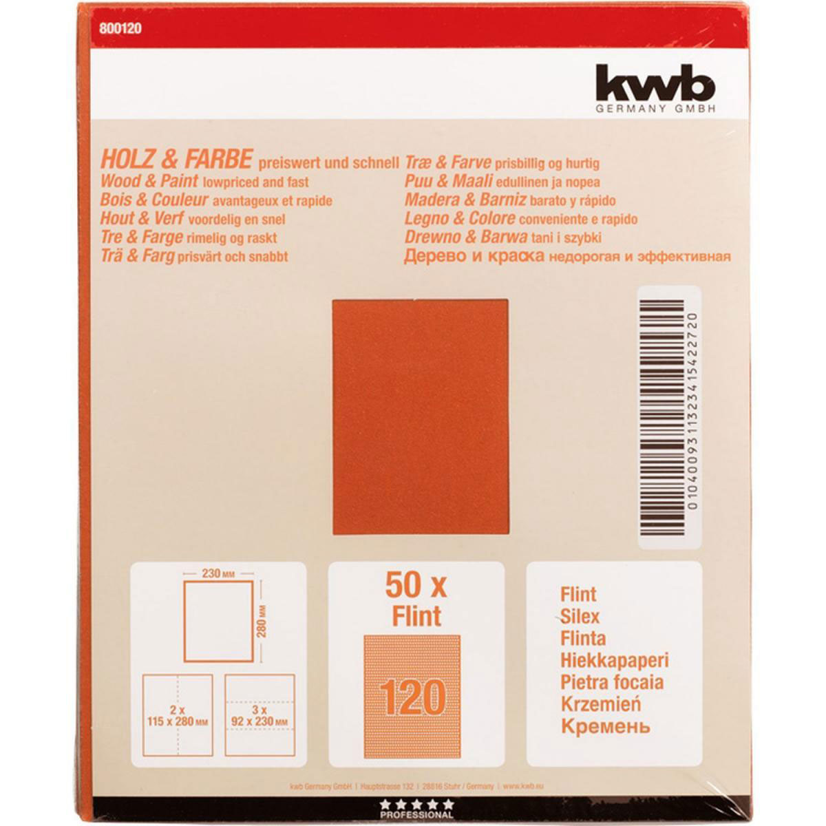 kwb  Schleifpapier Holz und Farbe Flint 230 x 280 mm K120 Bild 2