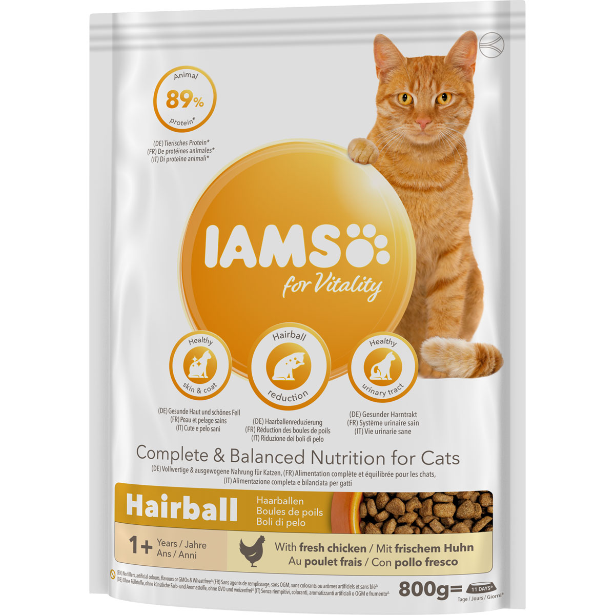 IAMS Trockenfutter Vital Katze Haarballen Huhn 800 g