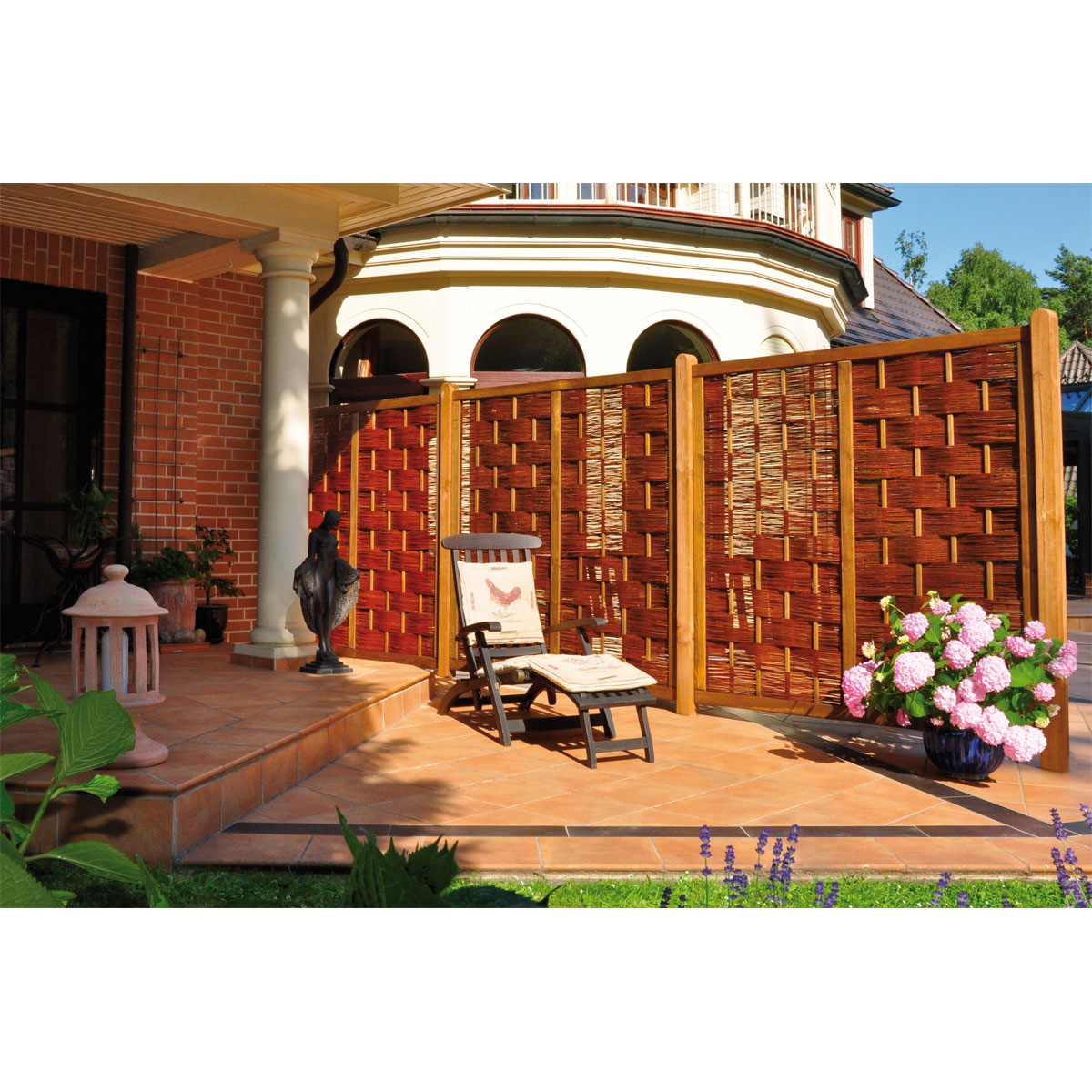 TETZNER & JENTZSCH Weidengeflechtzaun „ÄTNA“, 180 x 180 cm, braun gebeizte Weide