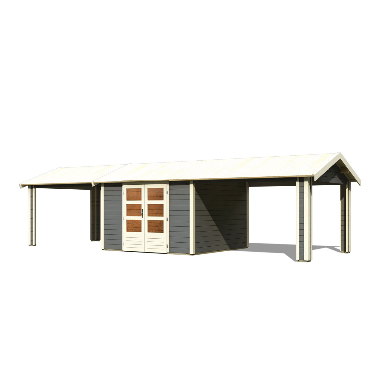 Karibu  Blockbohlenhaus Theres 7 terragrau mit 2 Dachausbauelementen Bild 3