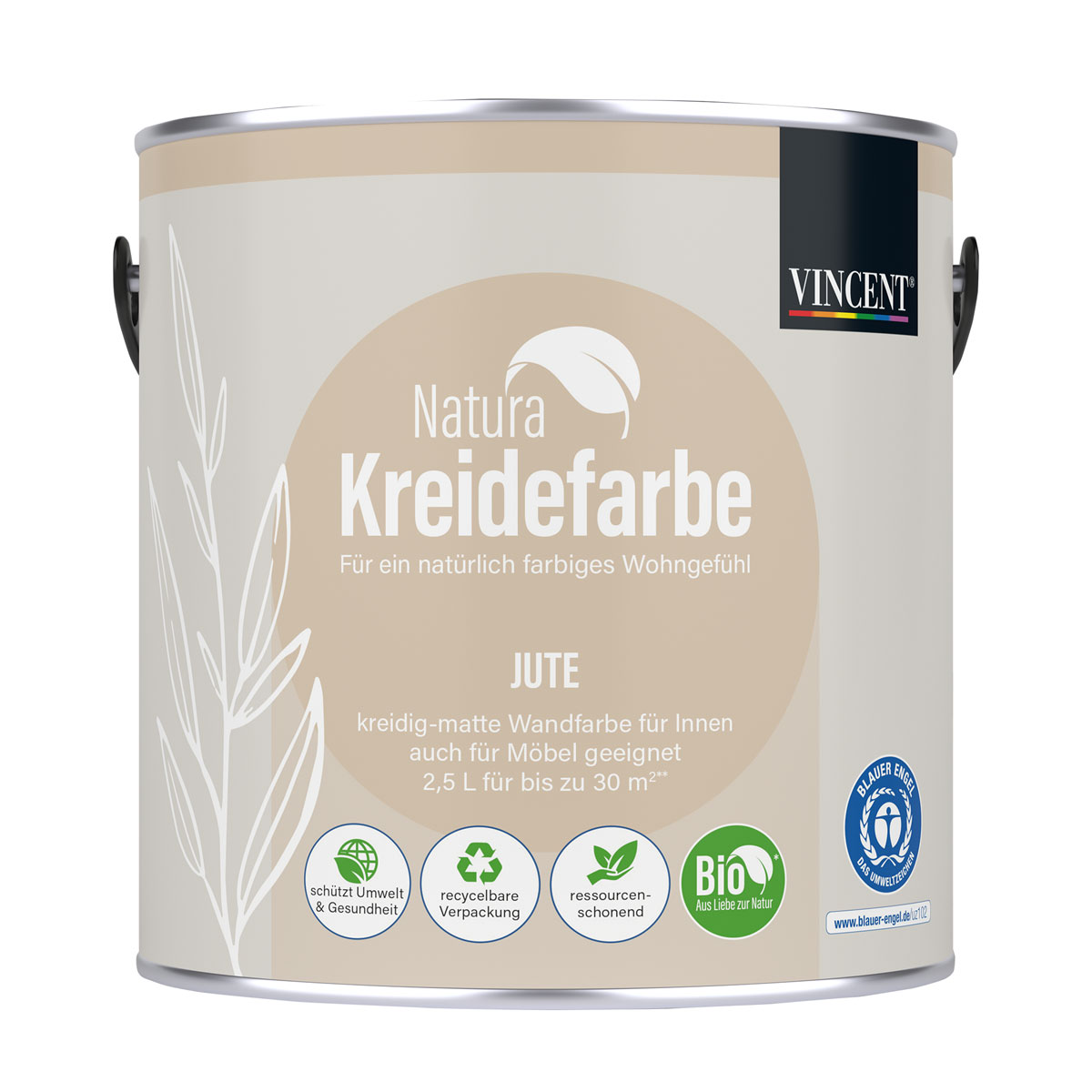 Vincent  Natura Kreidefarbe Jute matt 2,5 L