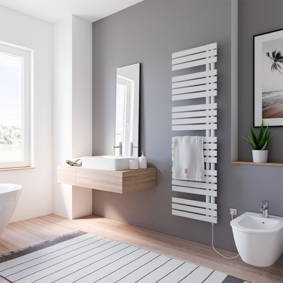 Schulte  Handtuchwärmekörper Breda steckerfertig inklusive Heizstab 1 Anschluss rechts 50 cm x 169 cm