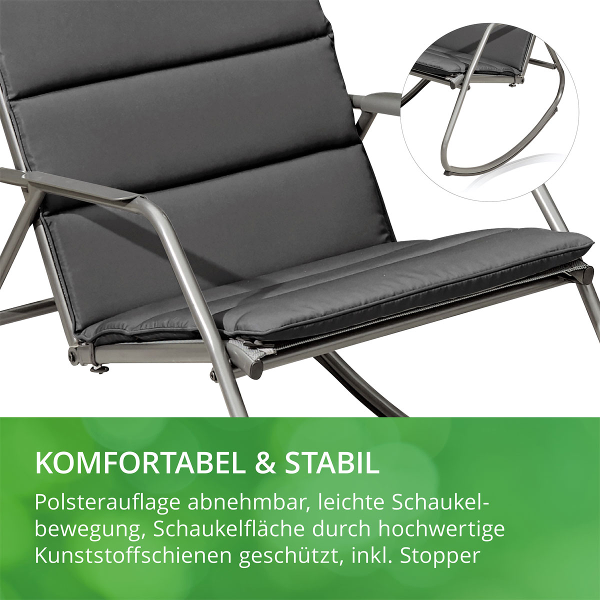 Leco Schaukelstuhl Schaukelsessel Gartenstuhl Lou 95 x 60 x 90 cm Bild 3