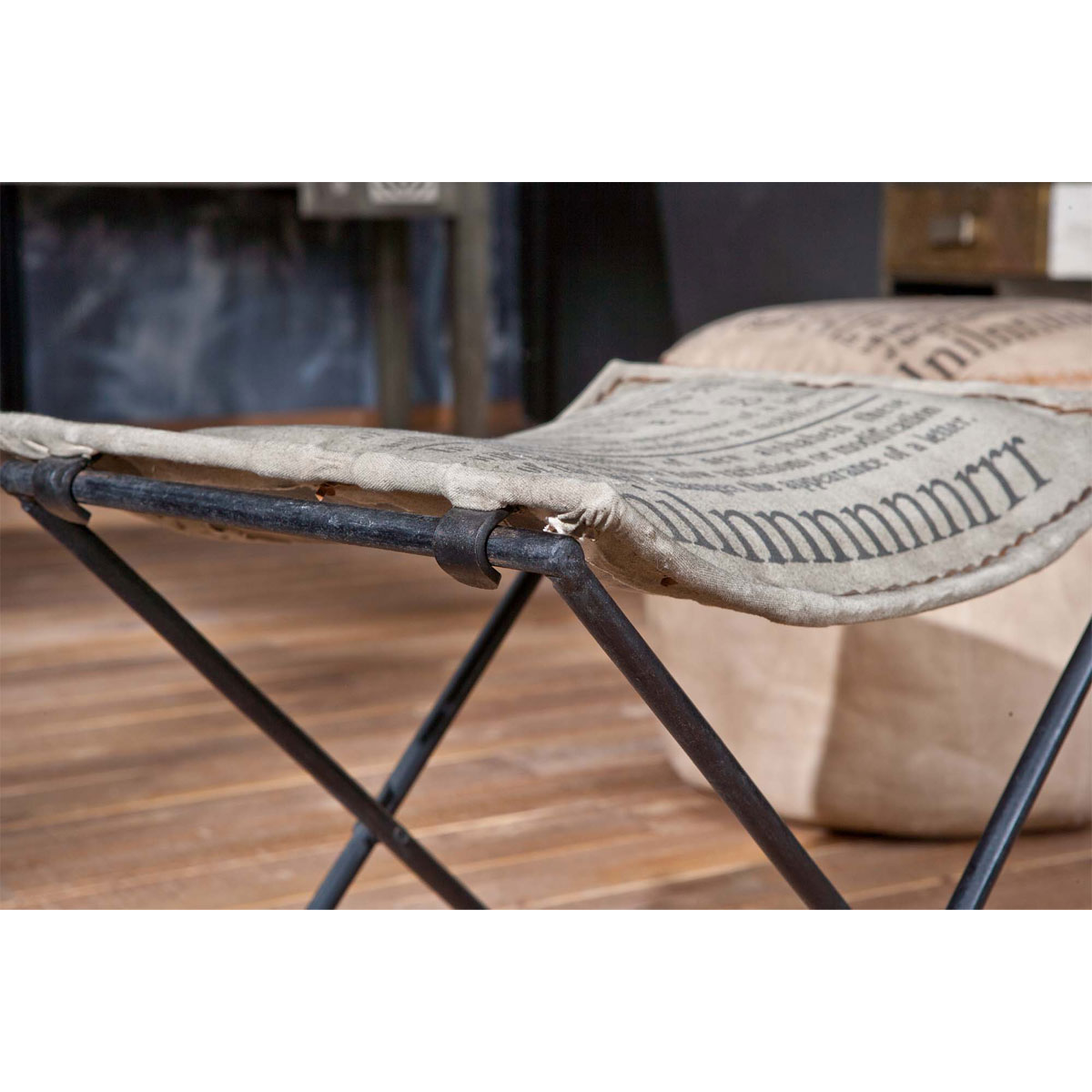 Inter Link Sitzhocker „Kalinga“, Metall mit Canvas, grau, 50x47x40 cm Bild 4