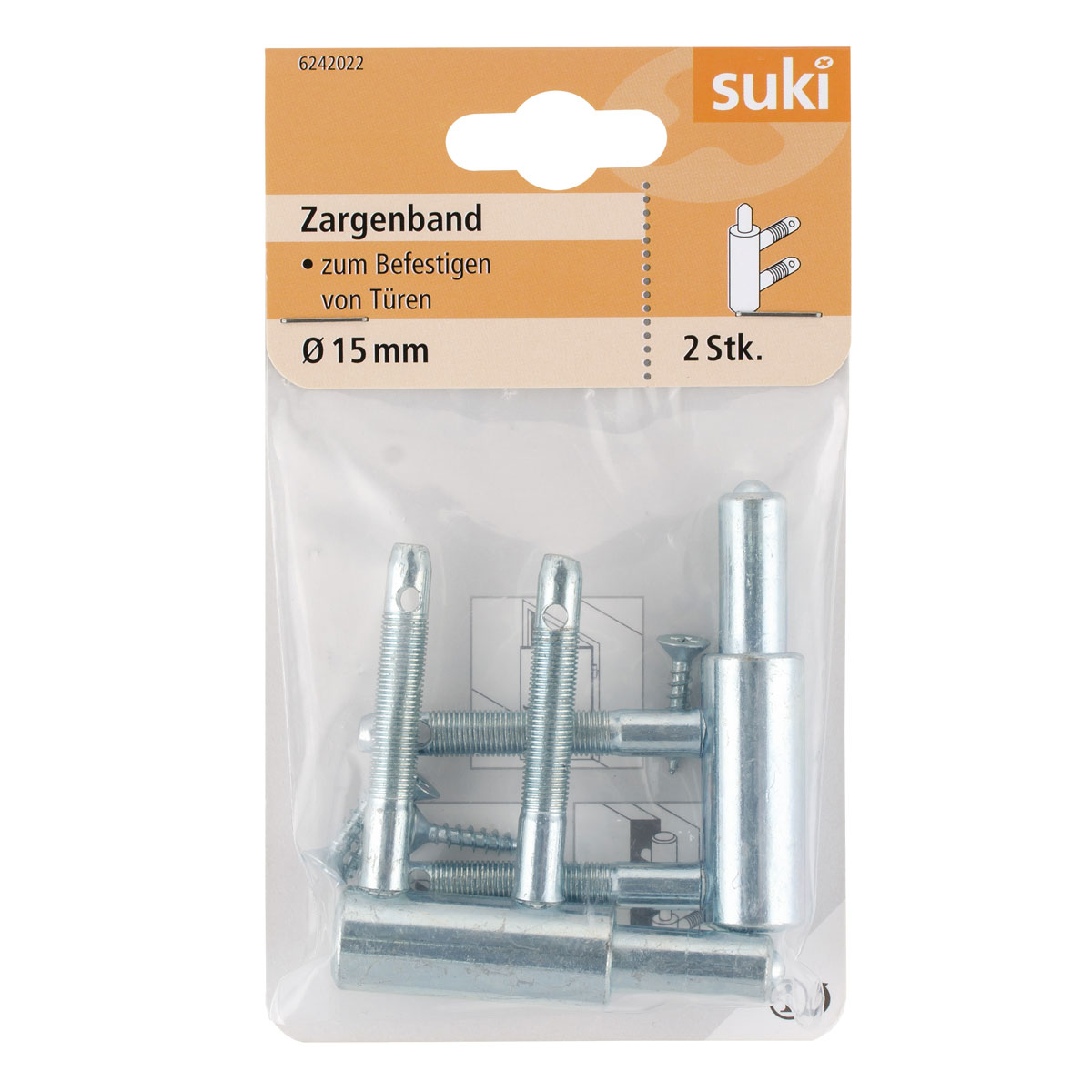Suki Einbohrband-Unterteil Stahl 15 mm 2 Stifte 2 Stück Bild 1
