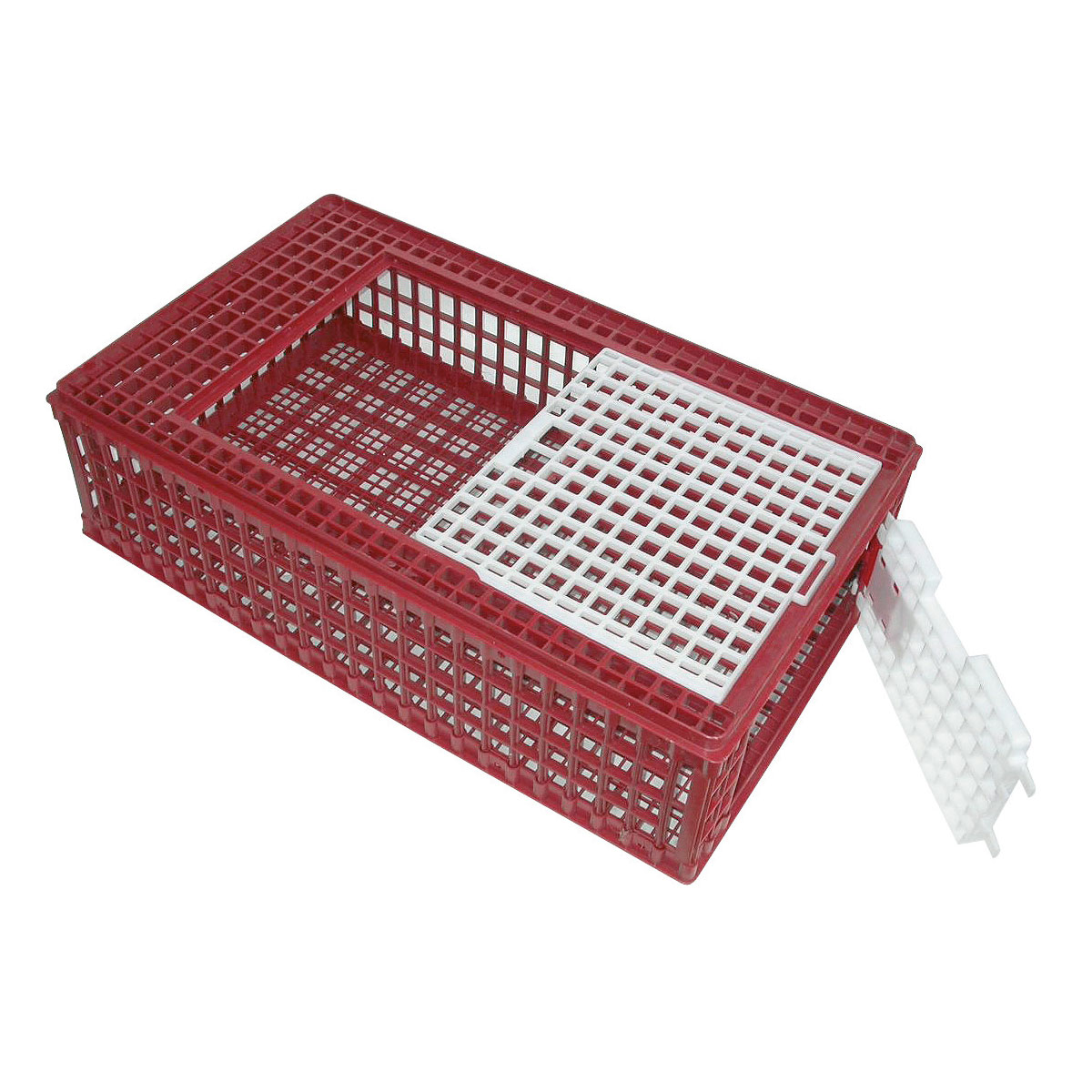 Geflügel-Transportbox 95 x 27,5 x 57 cm rot-weiß