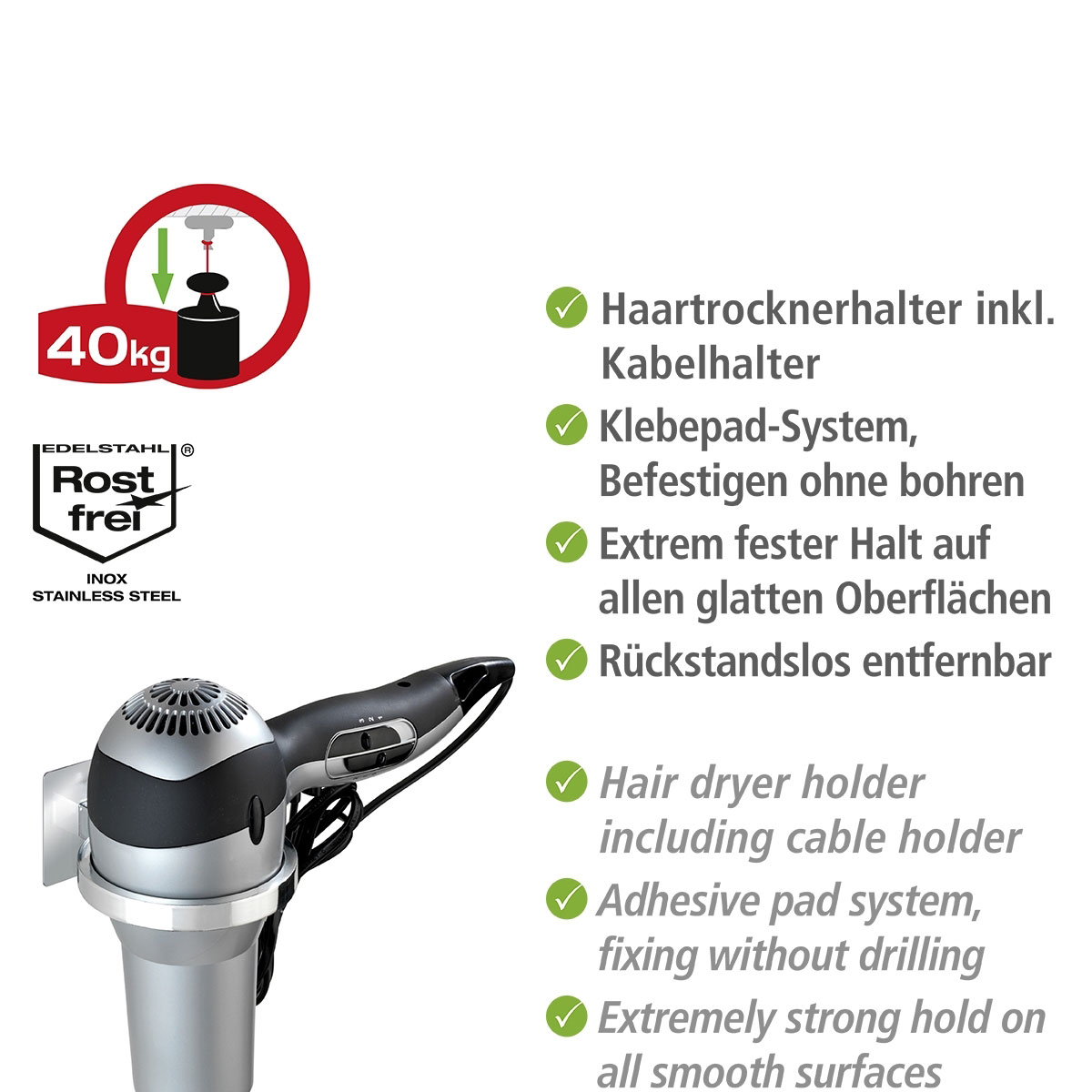 Wenko Turbo-Loc Haartrocknerhalter Quadro Bild 3