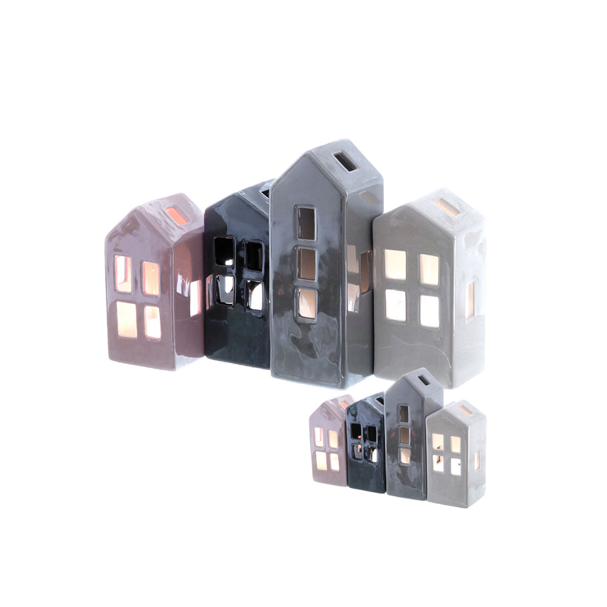 Teelichthalter Haus sortiert Dolomit LxBxH 6 x 6 x 16 cm