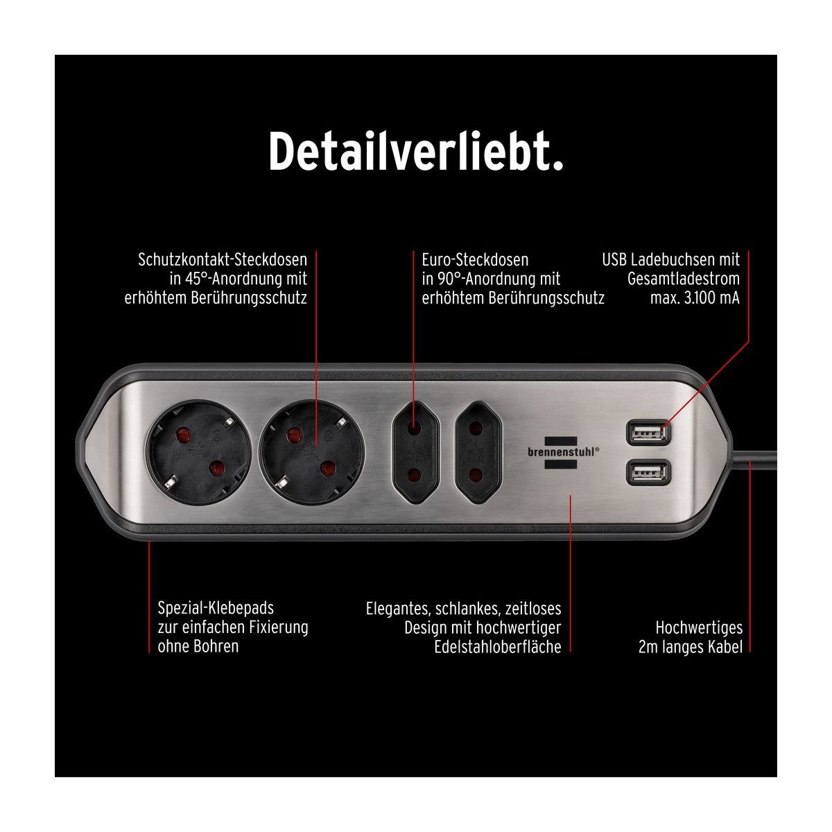 Brennenstuhl Estilo Eck-Steckdosenleiste 2m Bild 12