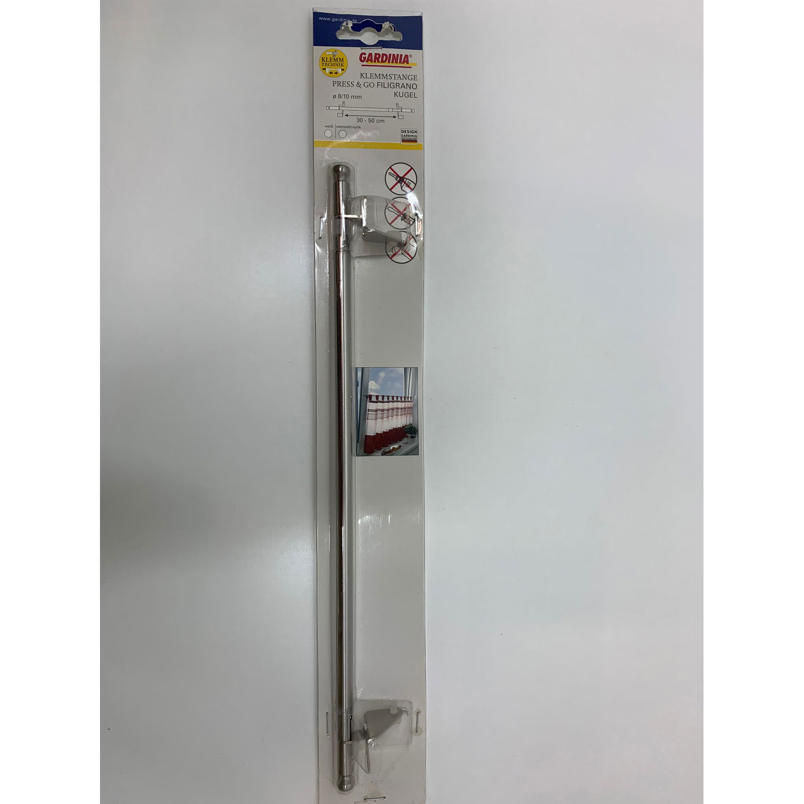 Gardinia Klemmstange Press und Go Filigrano Kugel 30-50 cm Edelstahl-Optik Bild 1