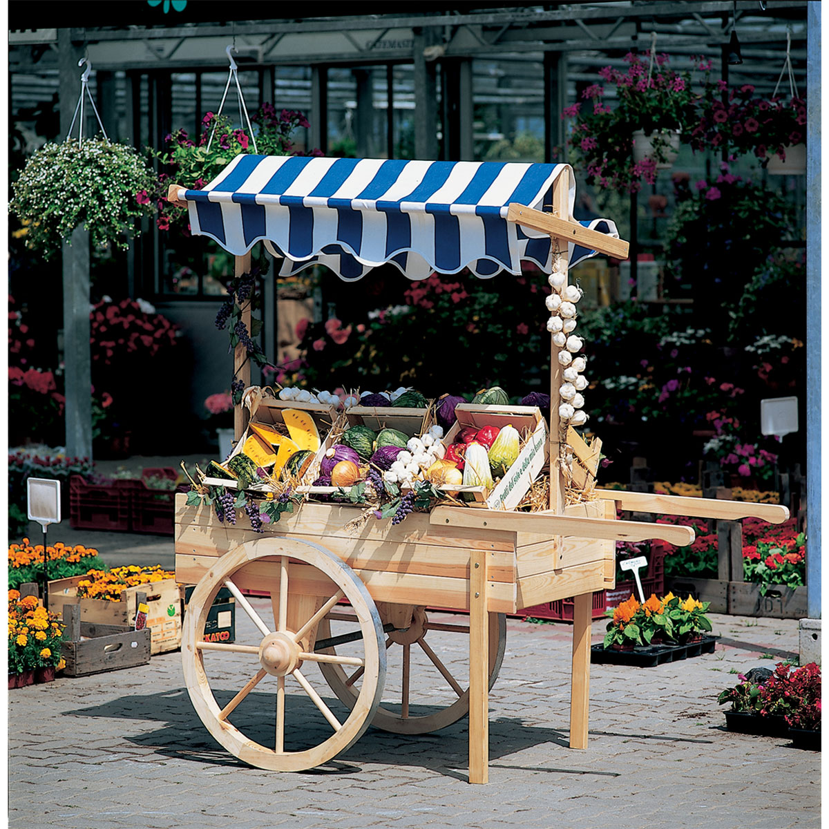 Promadino Marktwagen mit Baldachin weiß/blau Bild 1