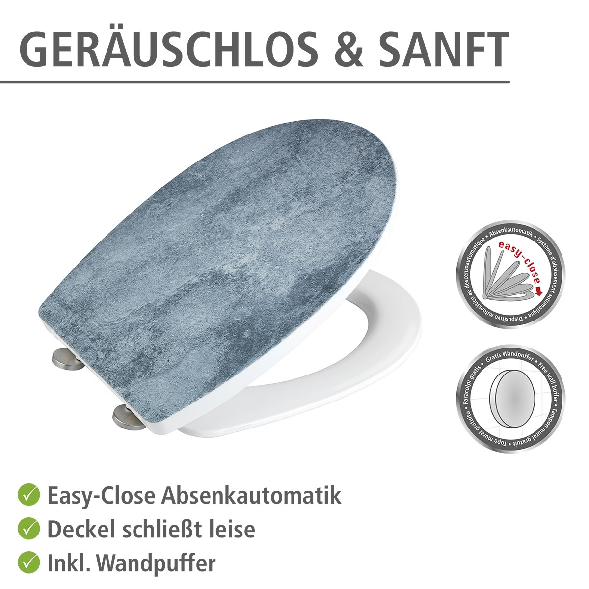 Wenko WC-Sitz Cement mit Relief Bild 4