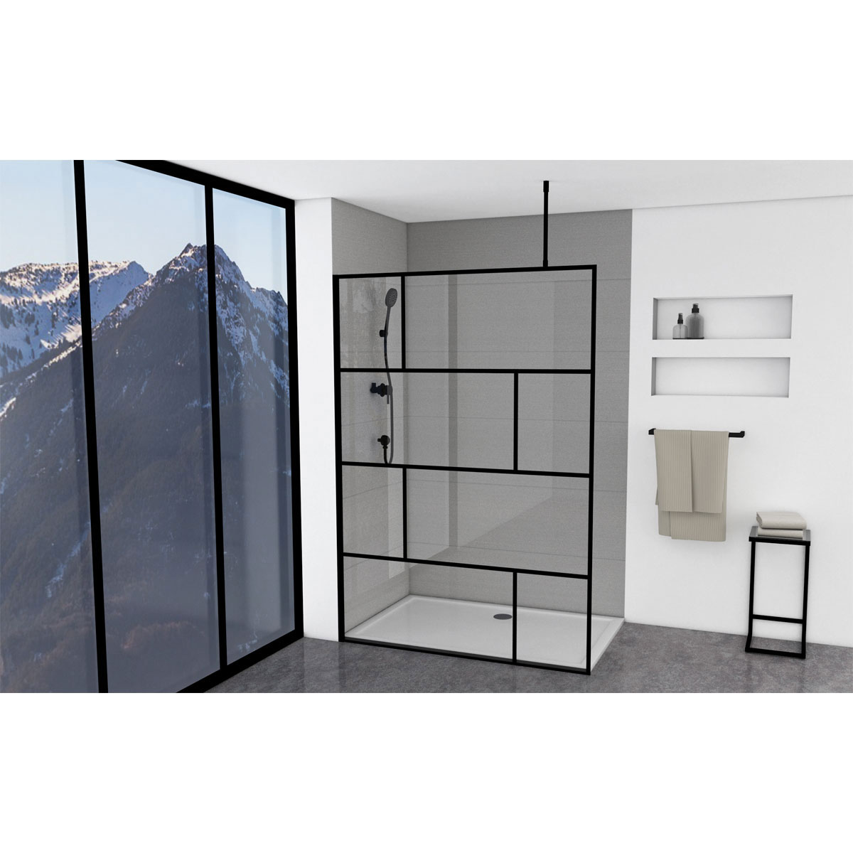 Aurlane Walk In Dusche Bricks schwarz 140 x 195 cm Bild 6