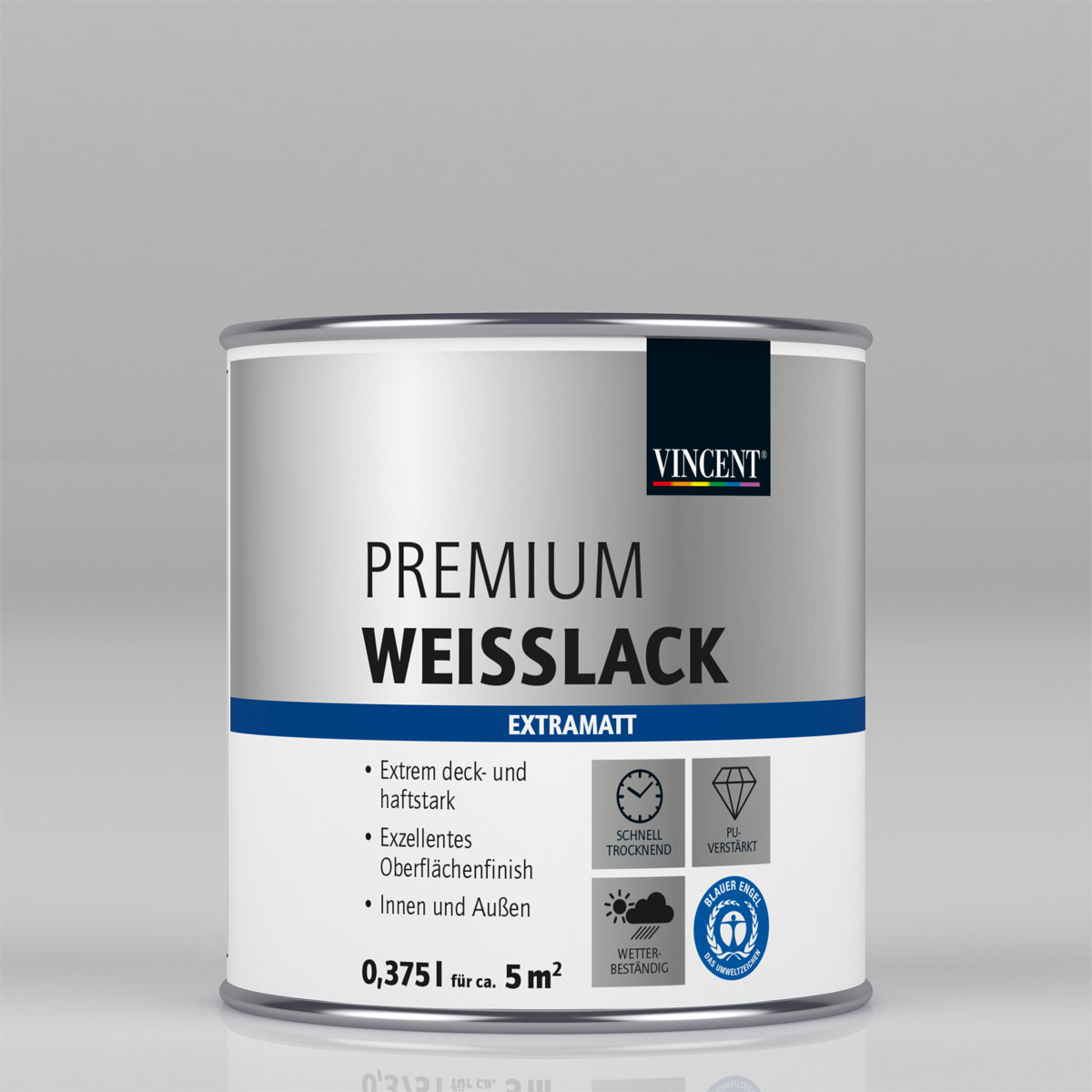 Vincent Premium Weißlack RAL 9010 Reinweiß extramatt 375 ml