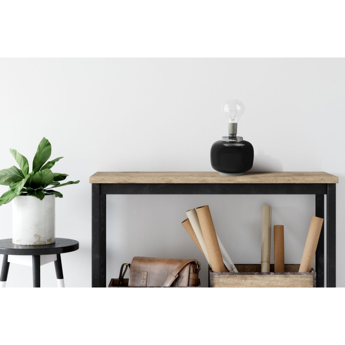 Tischlampe Art Deco 225 schwarz silber Bild 2