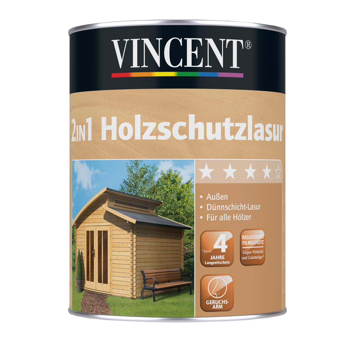 Vincent 2in1 Holzschutzlasur Lärche 2,5 L